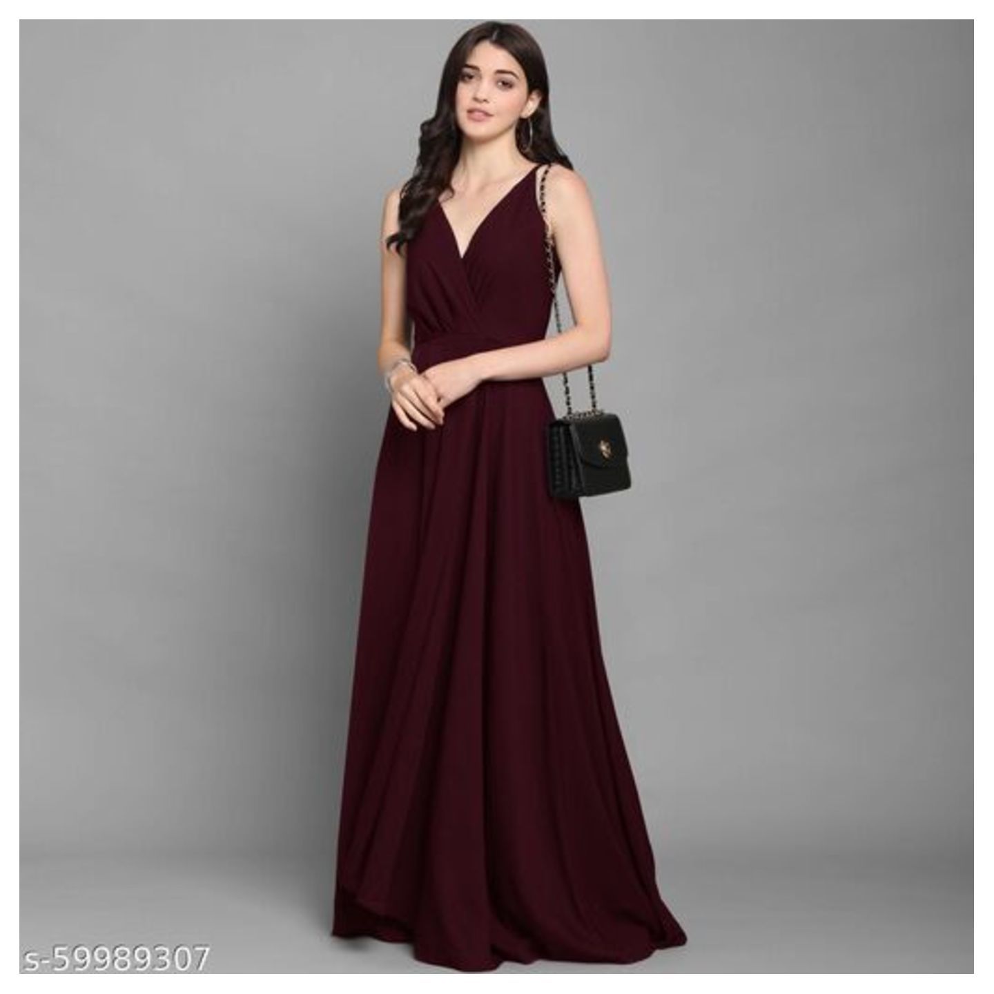 Fit & Flared V Neck Maxi Dress