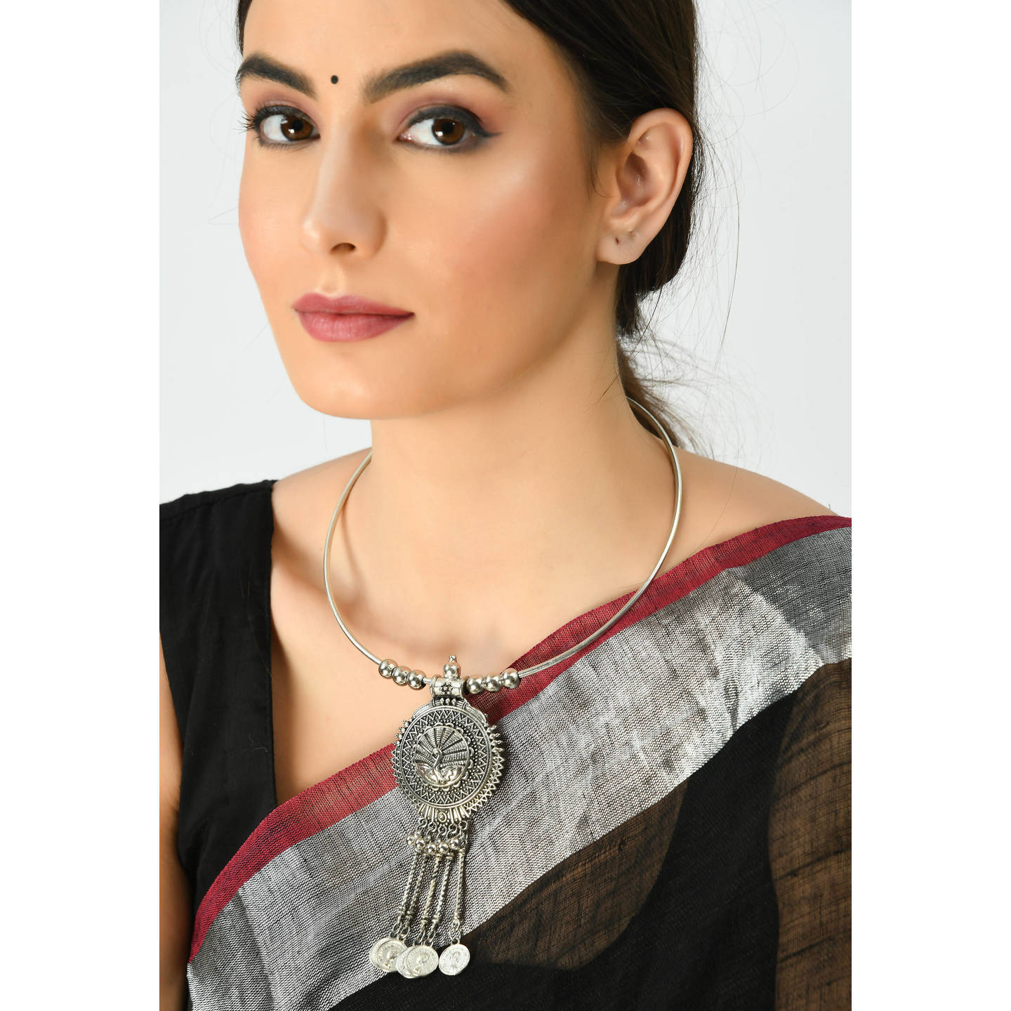 Kamal Johar Silver-Plated Hasil style necklace Jkms_106