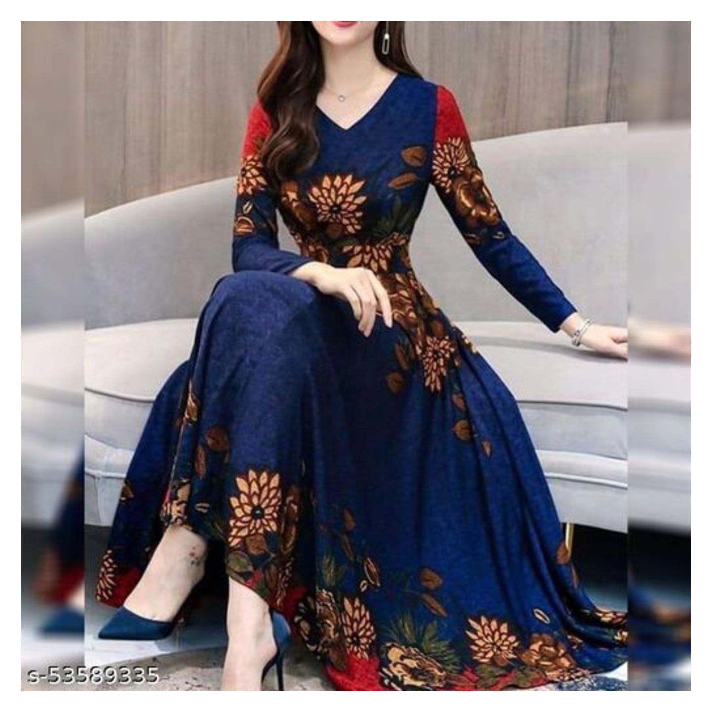 Blue Rangoli Gown