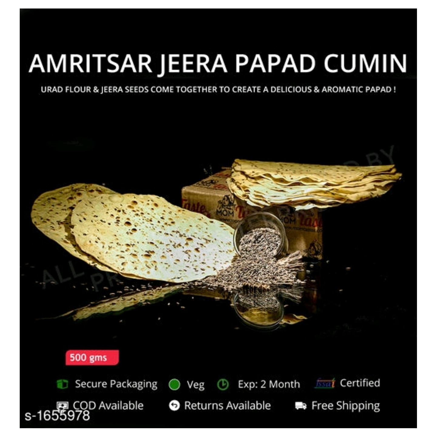 Amritsari Jeera Cumin Papad 500 gm