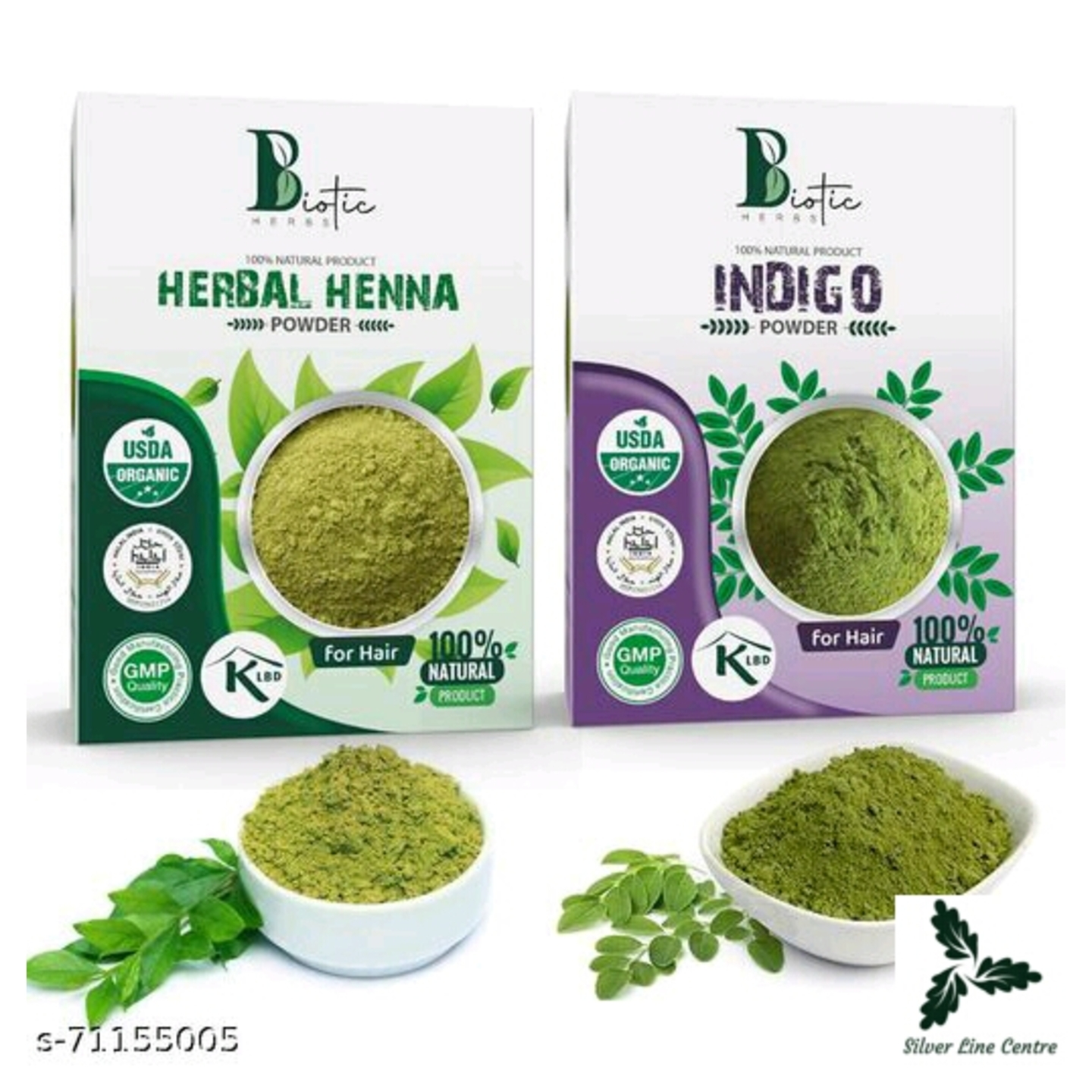 Biotic Herbs 100% Pure & Organic Herbal Henna & Indigo Powder for Hair - Combo Pack Pack- 100gm+100gm