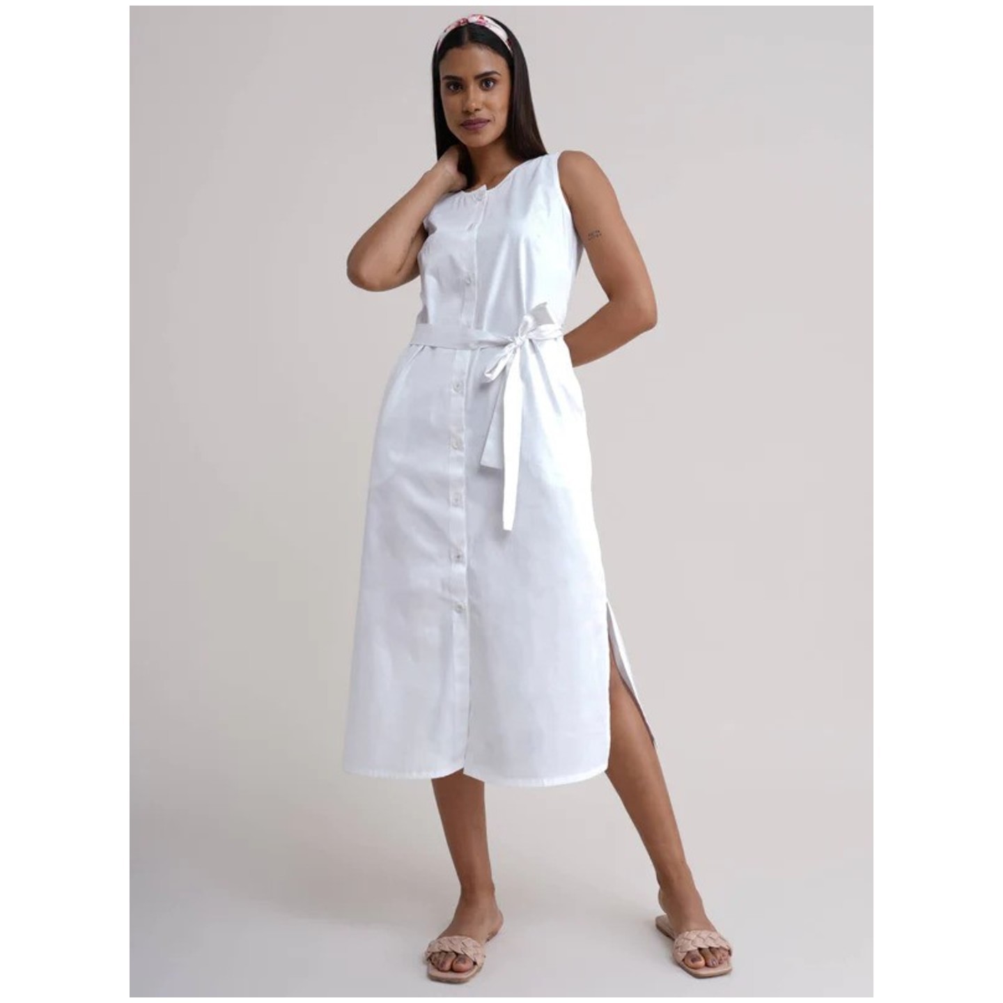 Beautiful Cotton Shirt Dress - White