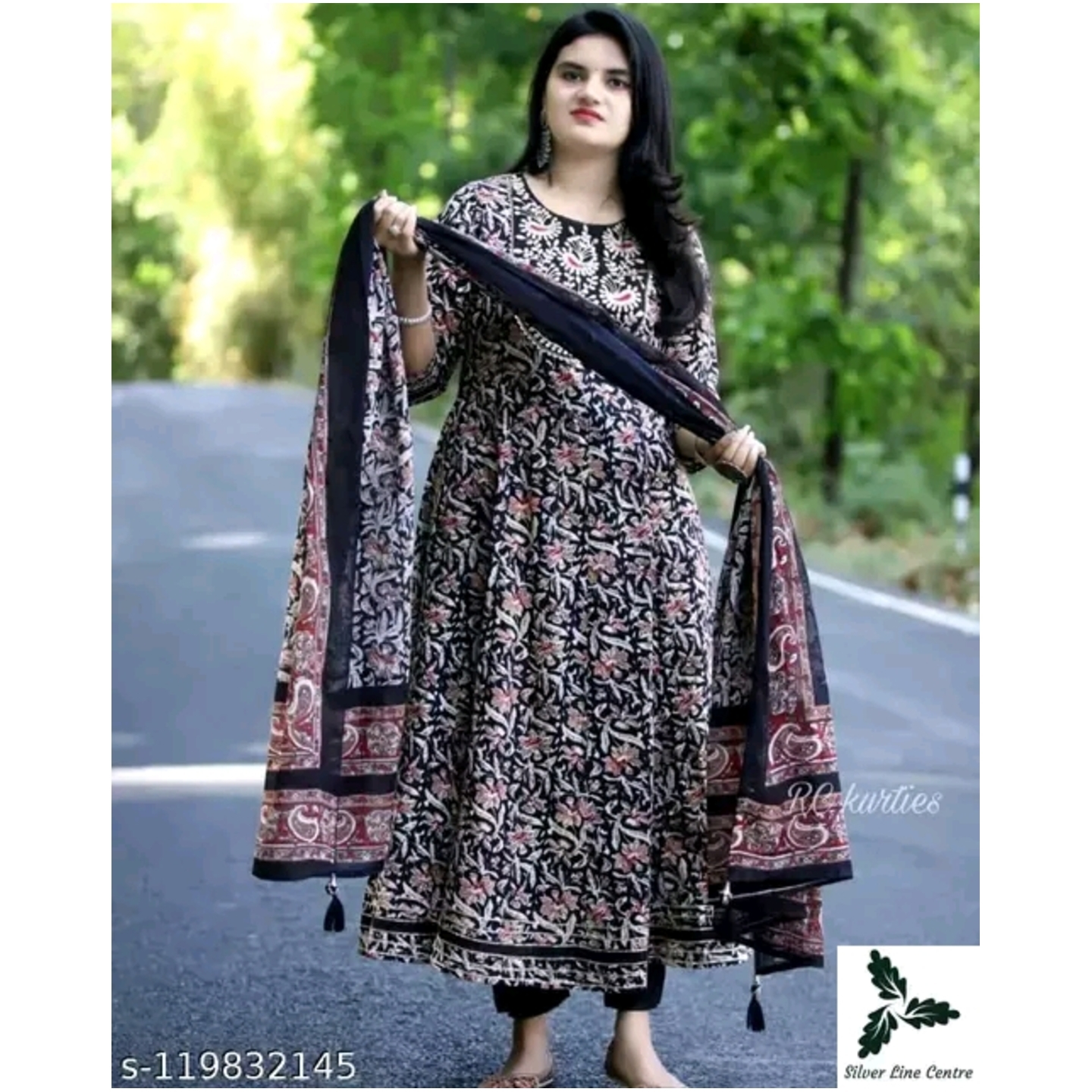 Black is Always  Premium pure Rayon Print Kurta & Pants With Dupatta  Sets*