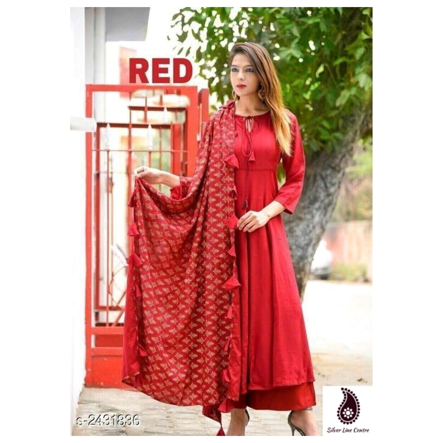 Womens Solid Rayon Kurta With Palazzo