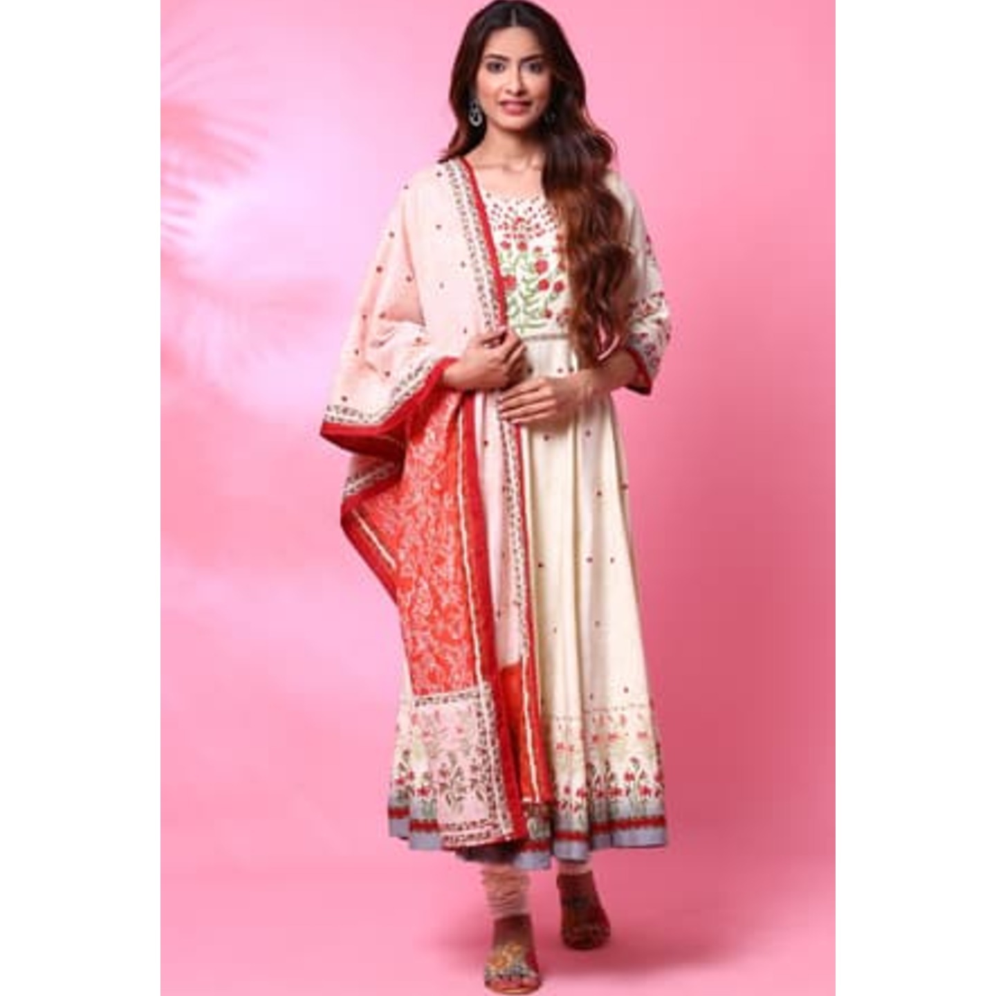 Cream Viscose Anarkali Suit