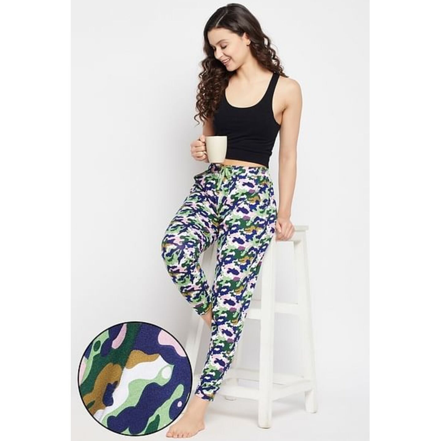 Camouflage Print Joggers in Multicolor - 100% Cotton
