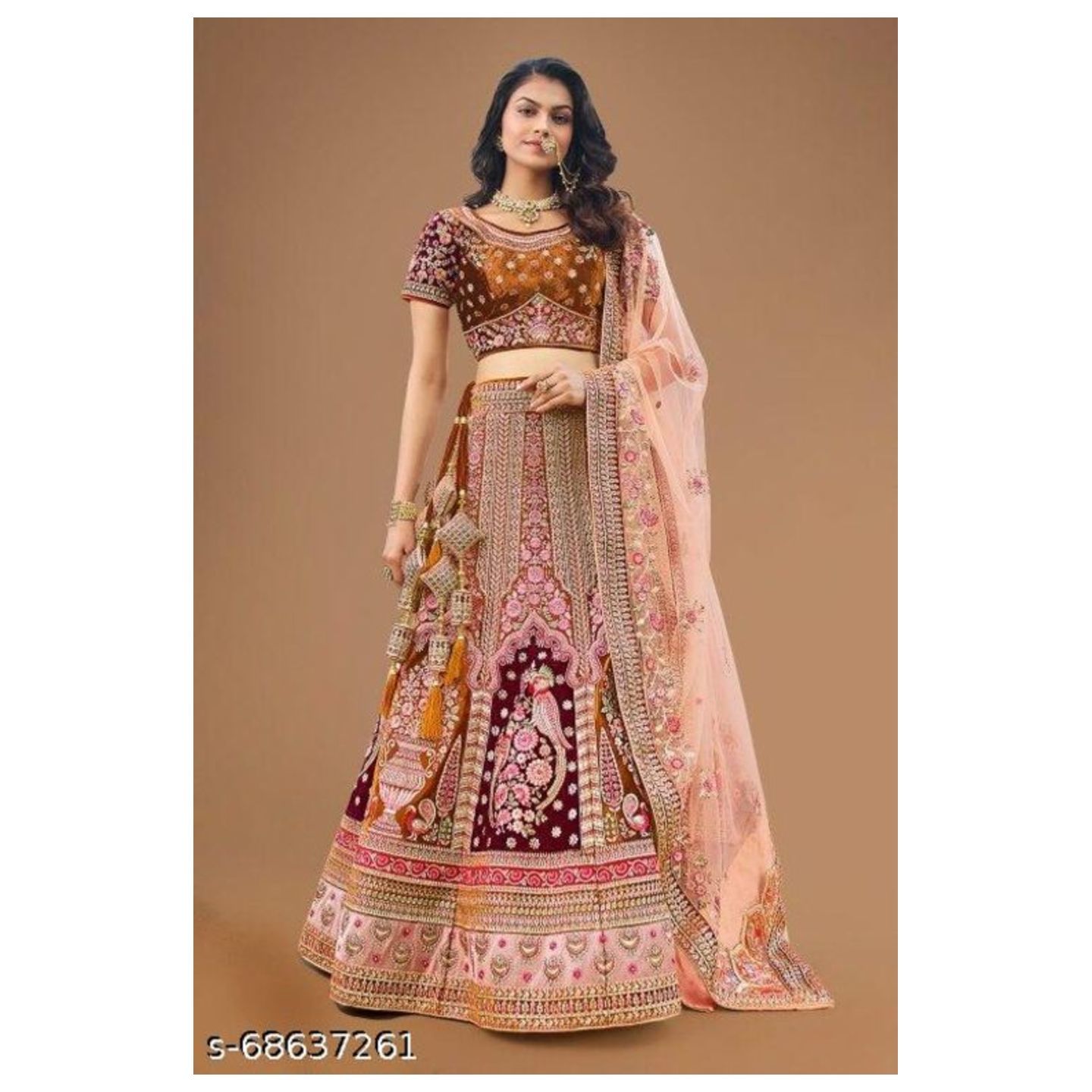 Maroon  All Over Embroidered Lehenga