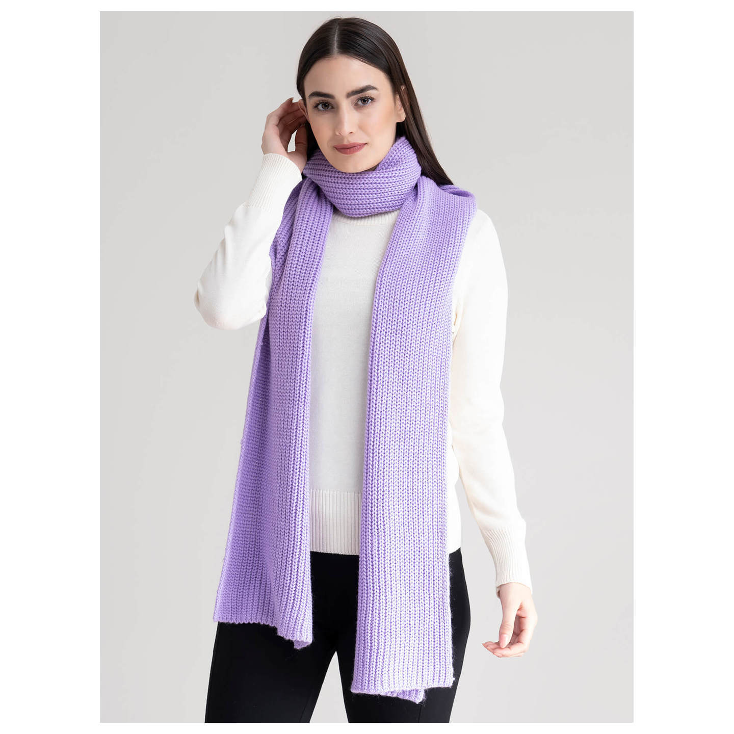 Textured Knit Muffler- Lilac