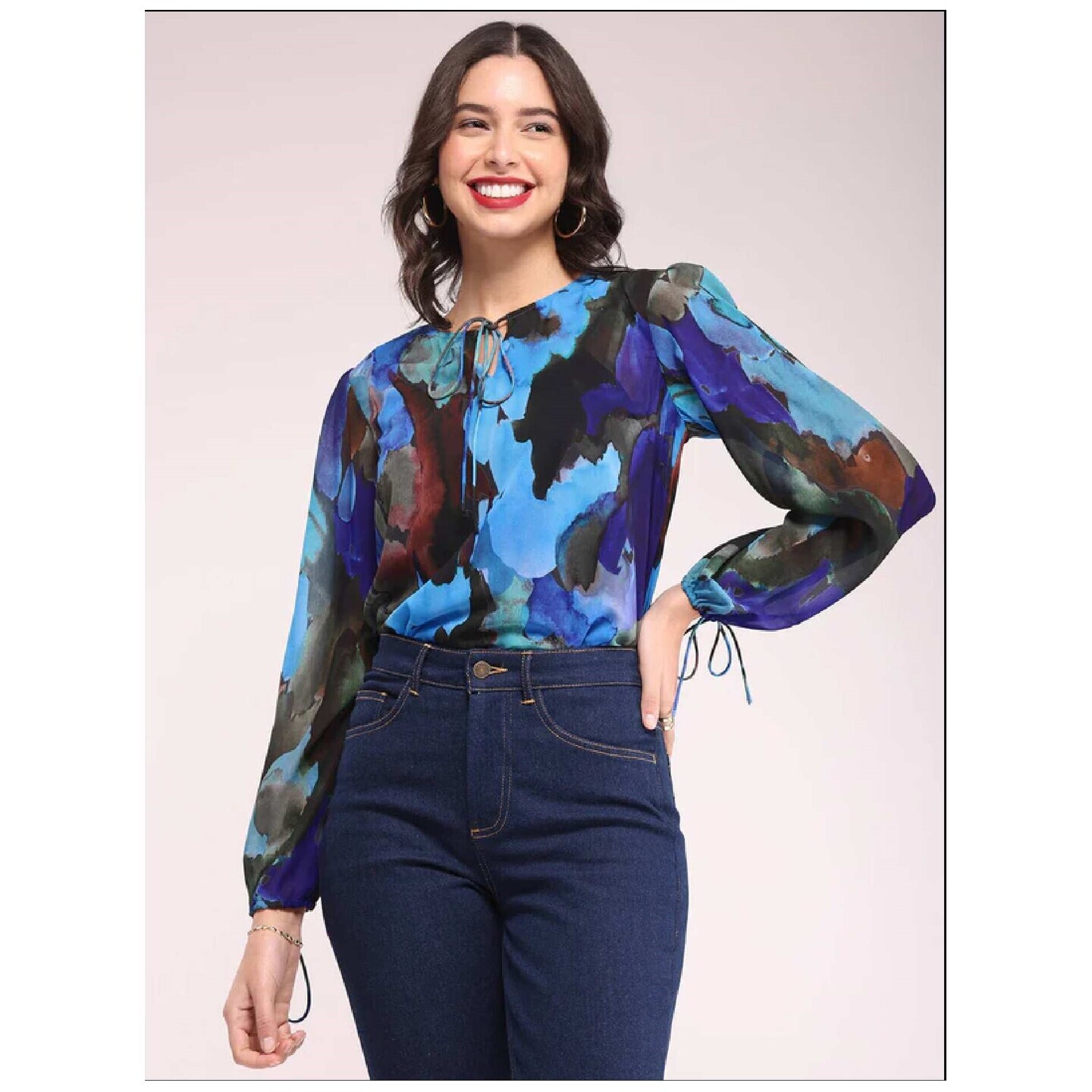 Abstract Print Top - Blue 