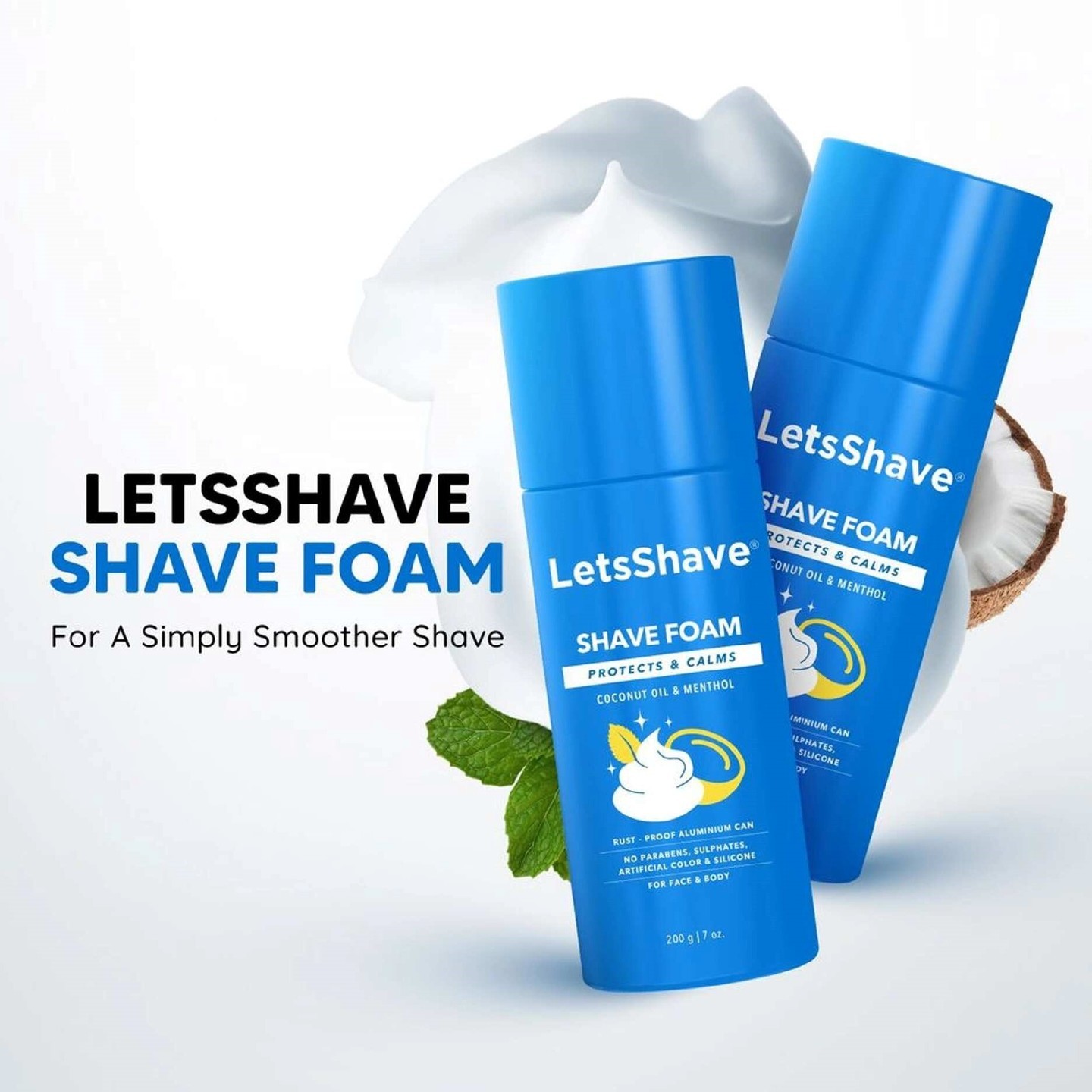Shave Foam Coconut Oil Menthol (1+1 FREE) Size- 200 gm