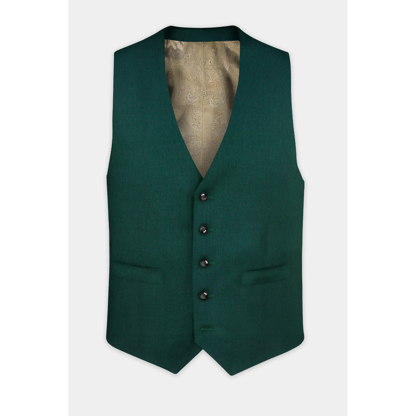 Phthalo Green Solid Cotton Waistcoat 