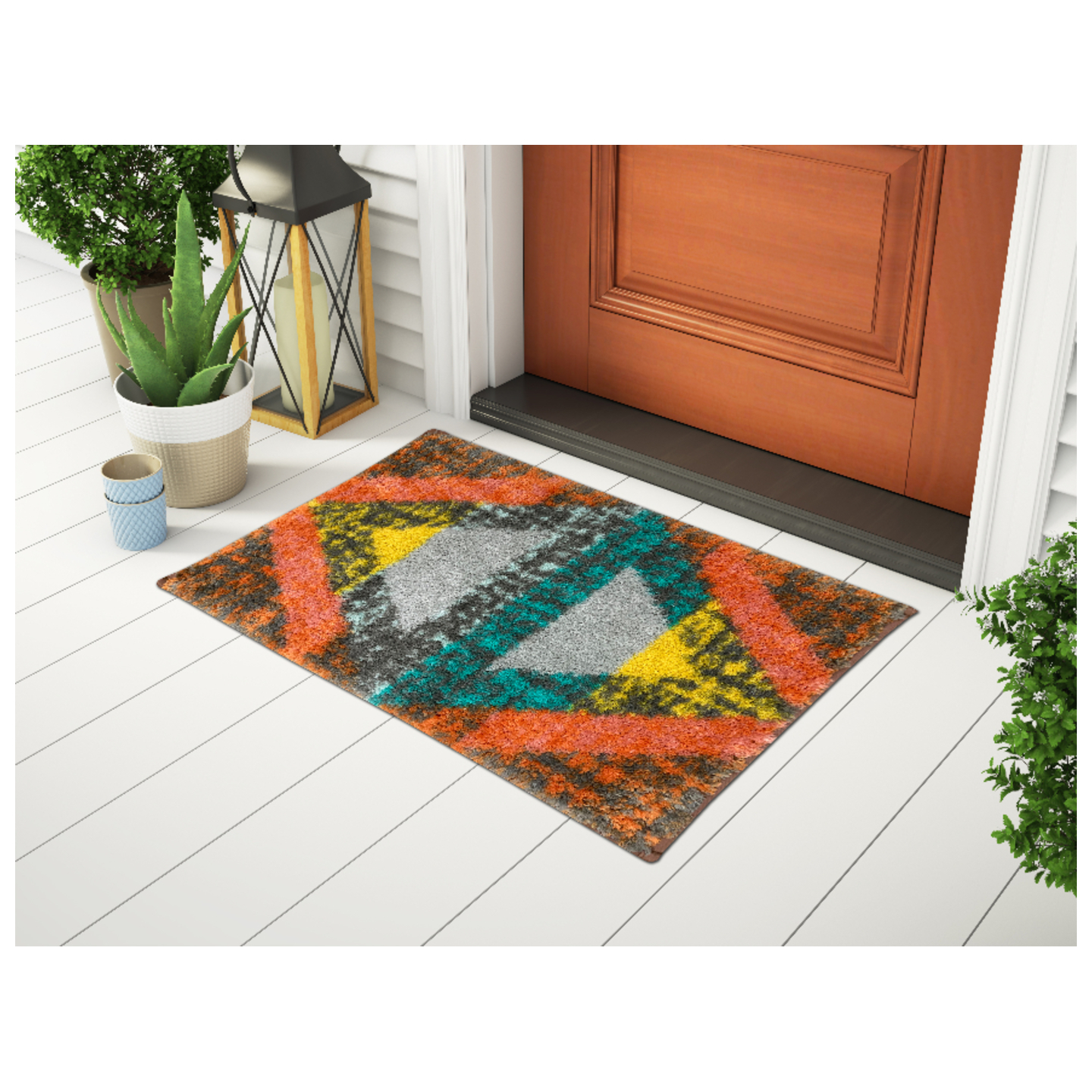 Atrium Plus Small Foot Mat 2Pc Set - Dark BrownOrange