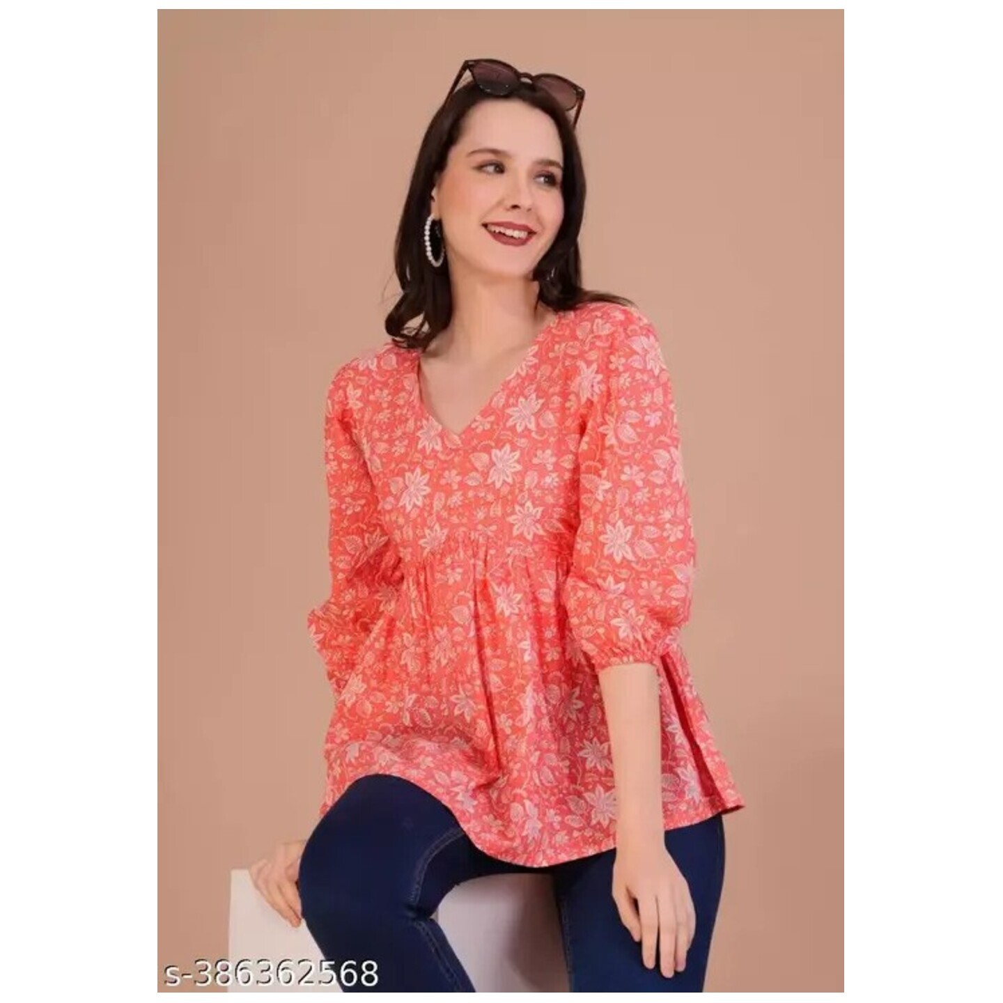 Women's Printed Balloon Sleeve Tops & Tunic