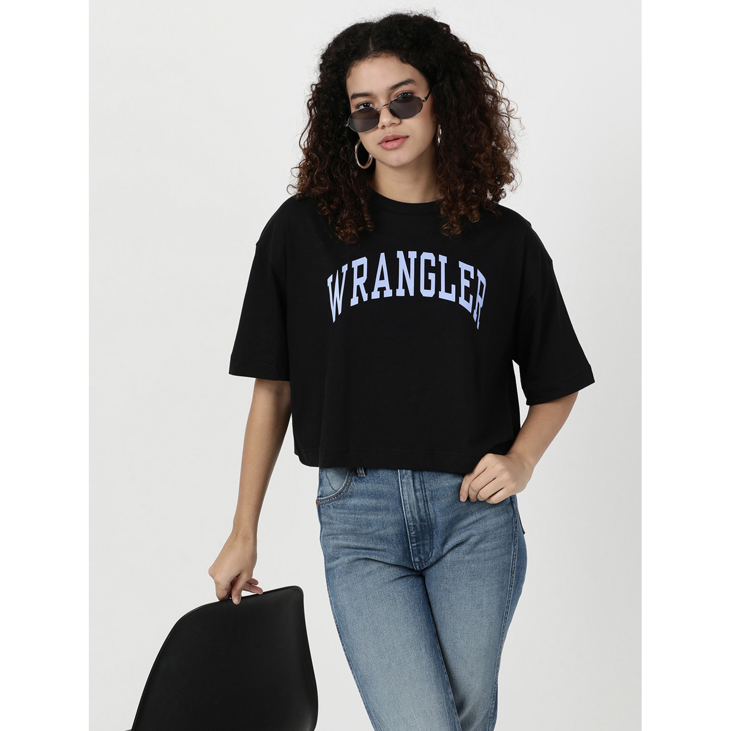 Women Graphic Print Black Crew Neck Slim Fit Tshirt