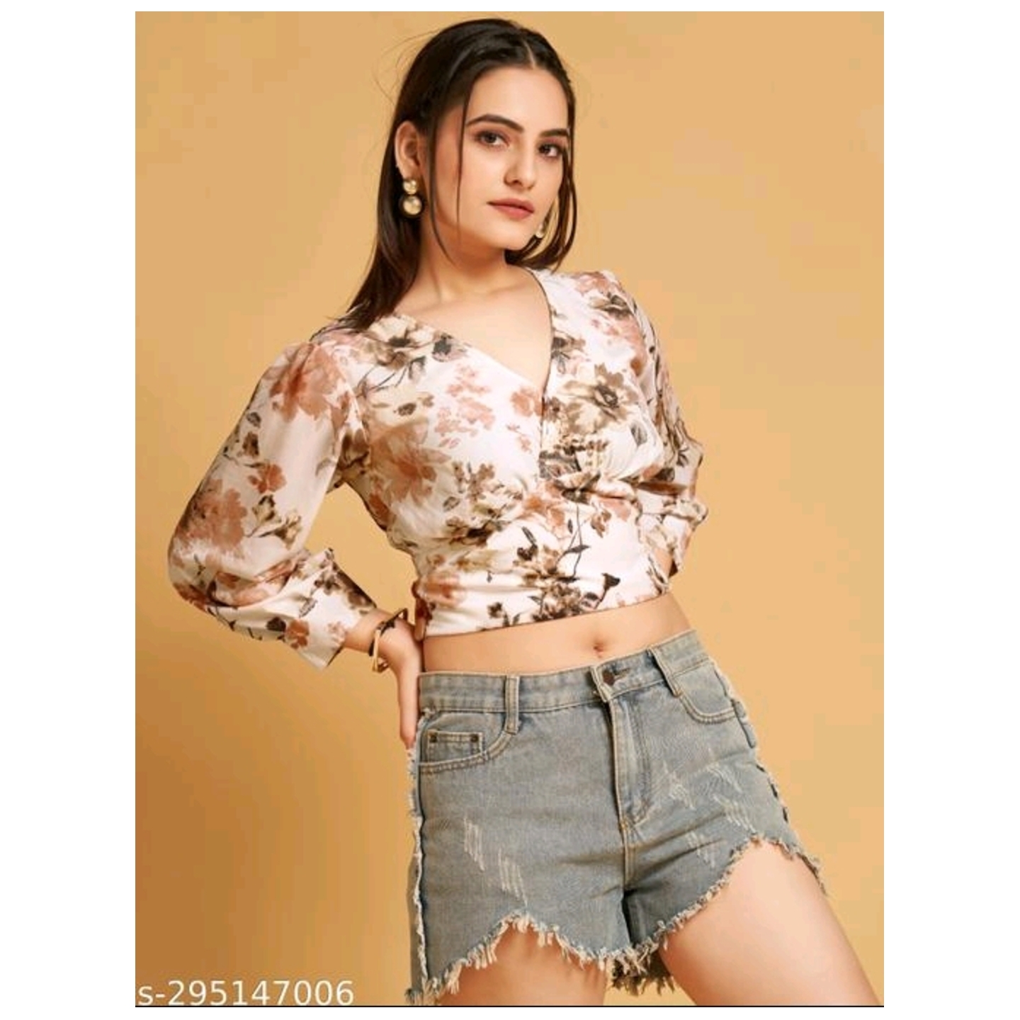 Comfy Retro Womens Multicolored Floral Blouson Tops & Tunics