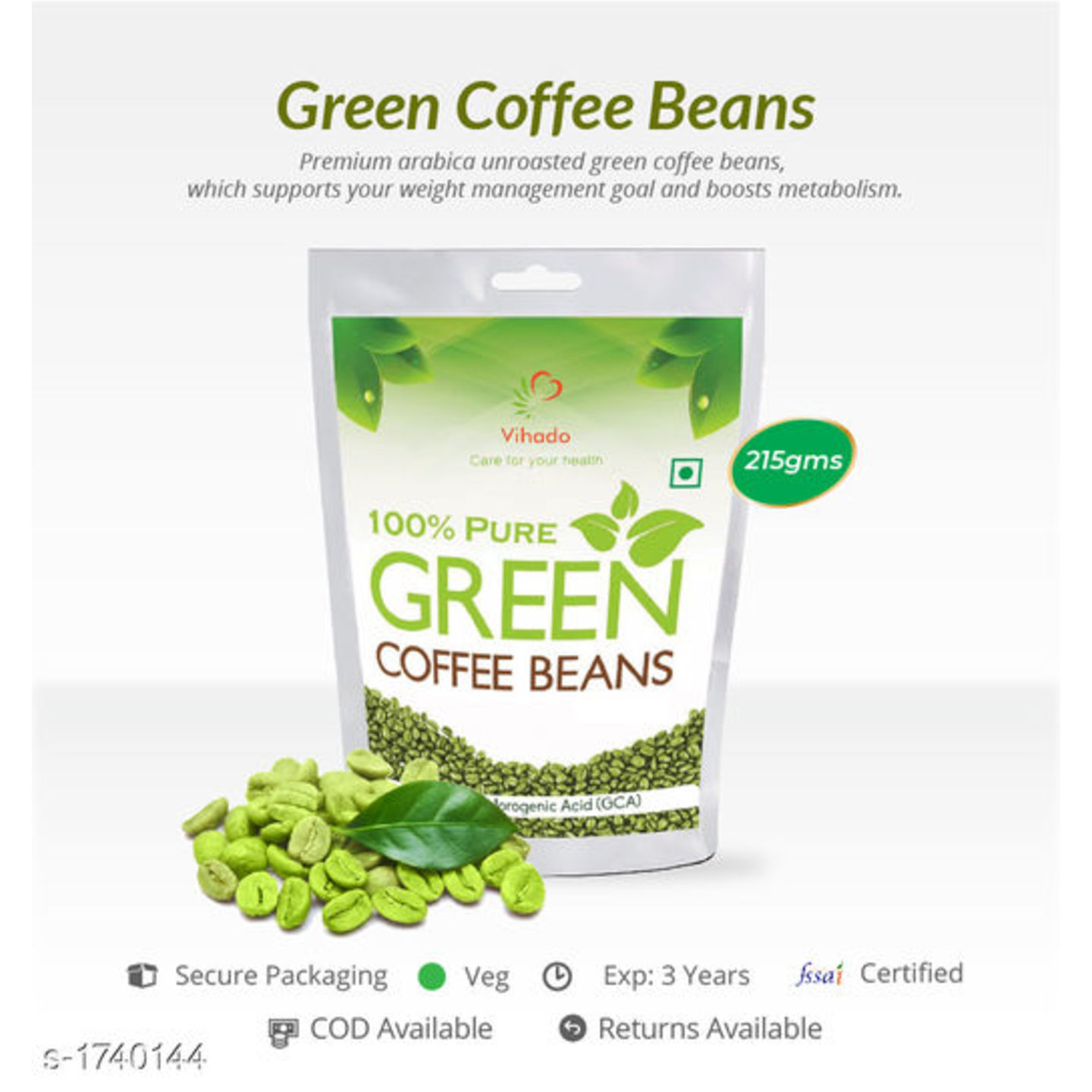 VIHADO GREEN COFFEE BEAN & COFFEE BEAN POWDER-215 GM, 065GM,