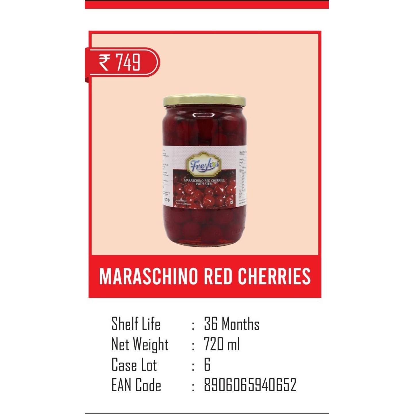 Maraschino Red Cherries-720 ml