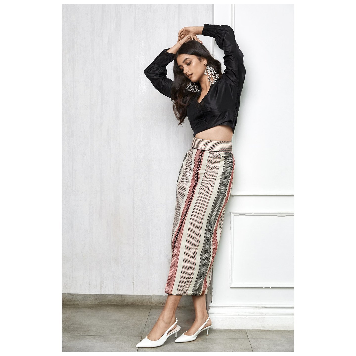WHITE BALKAM PENCIL MIDI SKIRT