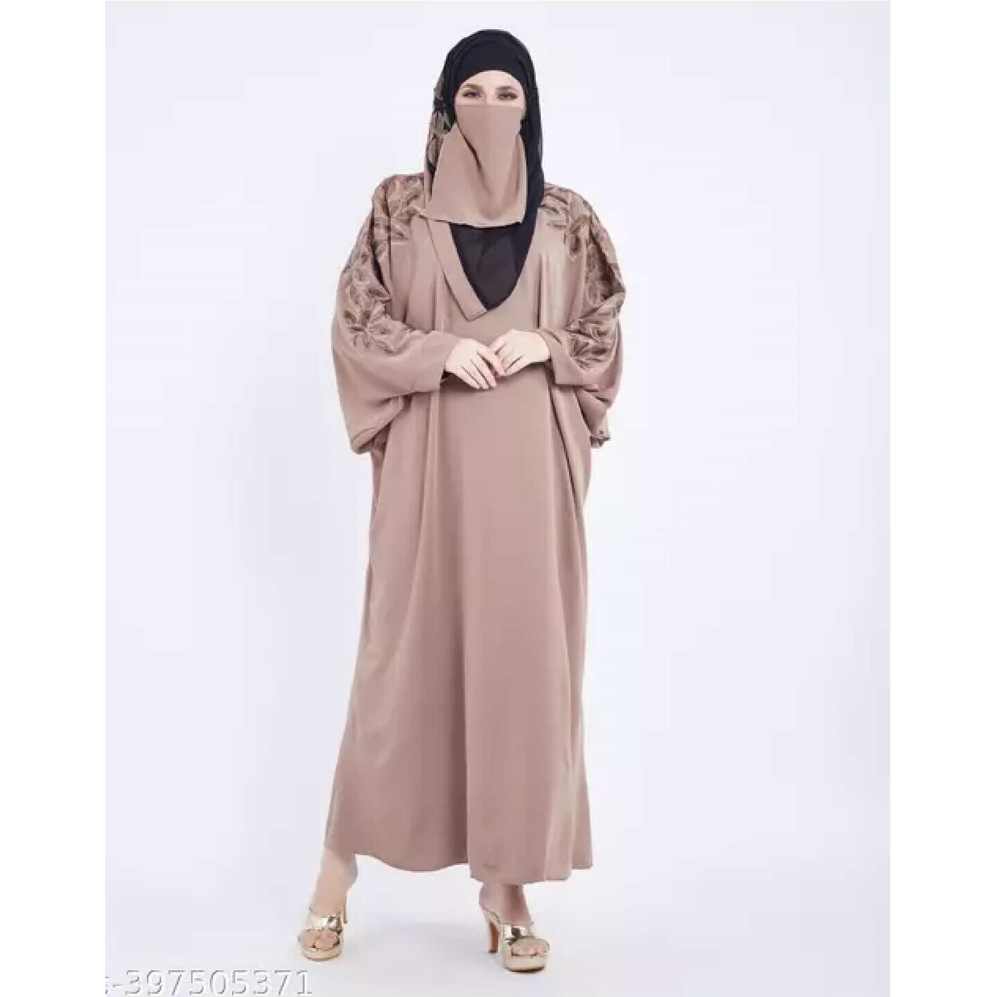 NEW TRENDY PINK EMBROIDERY FRASHA ABAYA BURQA 