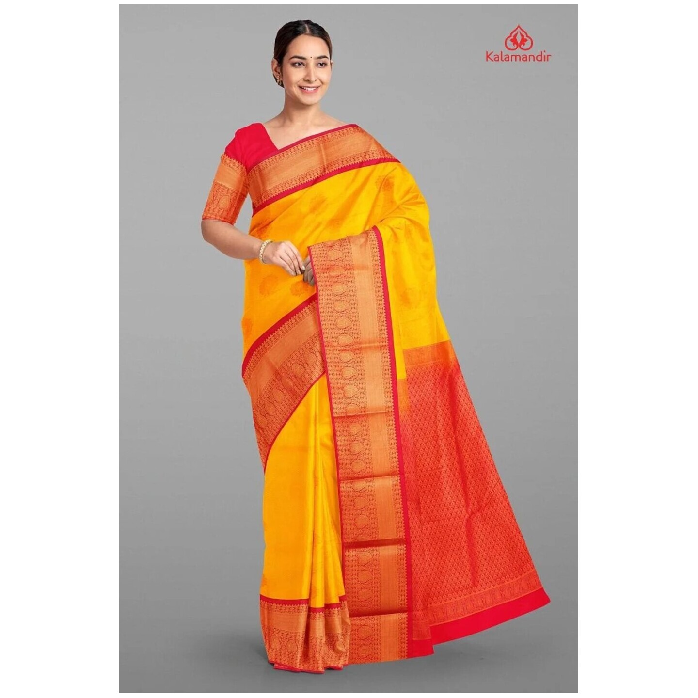 MUSTARD and MARRON BUTTIS SILK Saree with KANCHIPURAM 