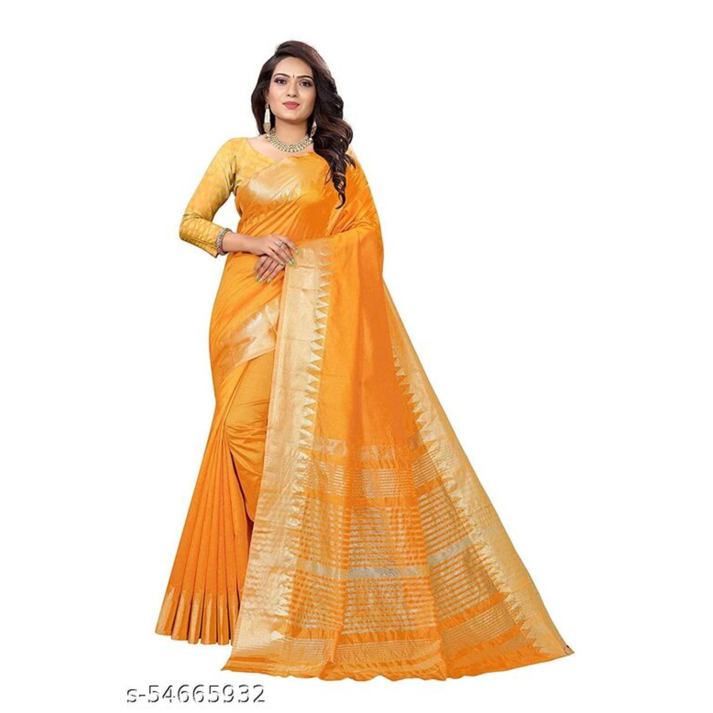 Women's Tant Silk Blend Saree With Running Blouse