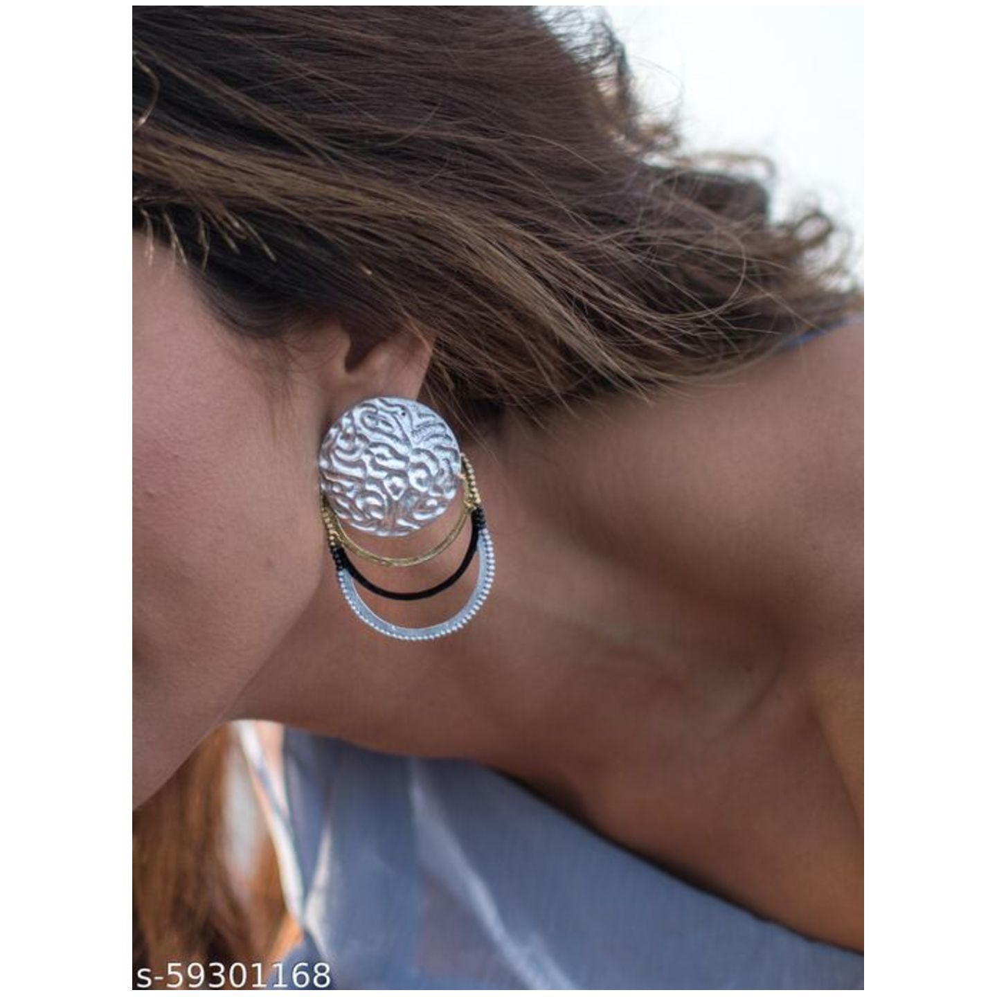 Crudito Trio Color Layered Earrings SIZE FREE SIZE