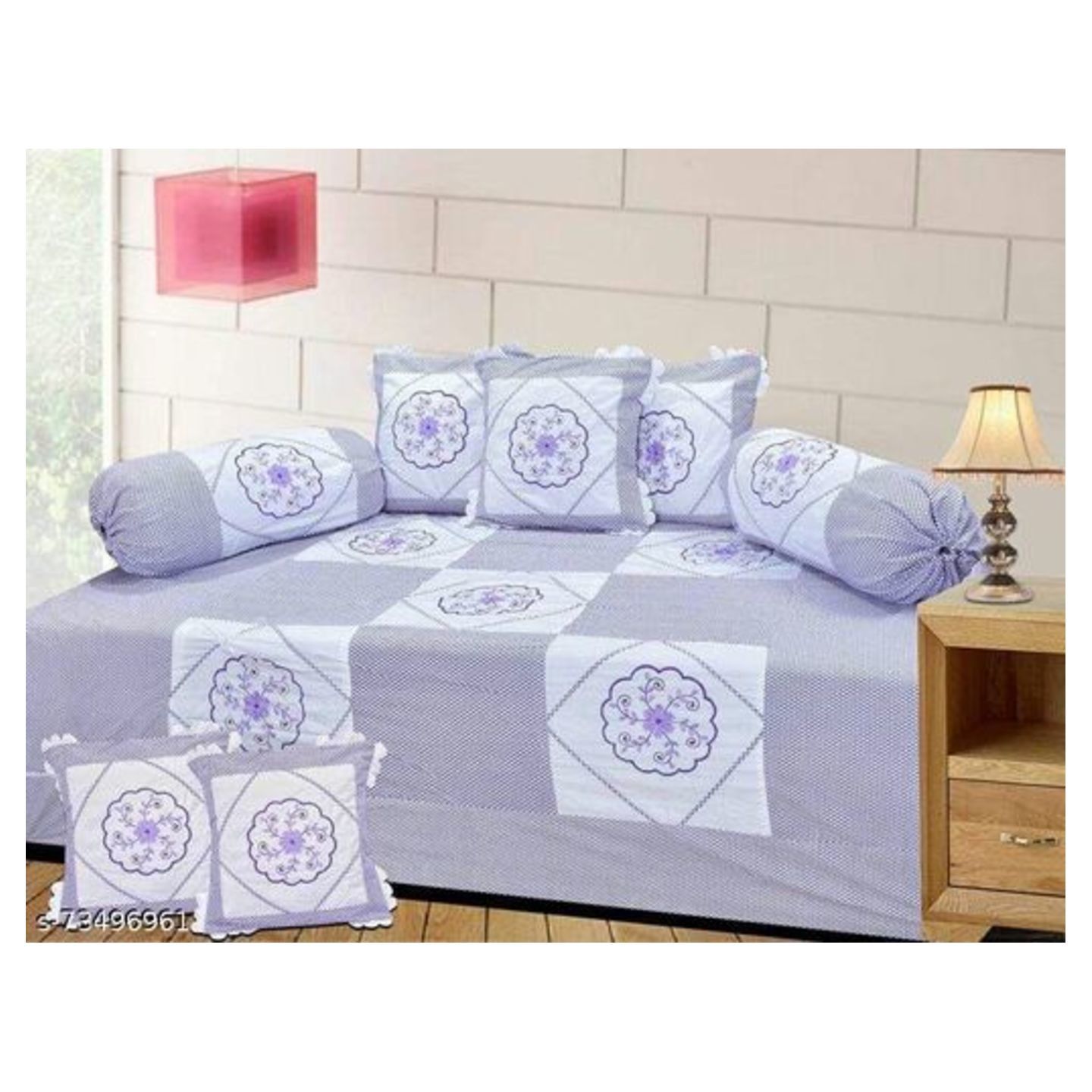 Decora Emporium Cotton Modern Diwan Set of 8 Pieces