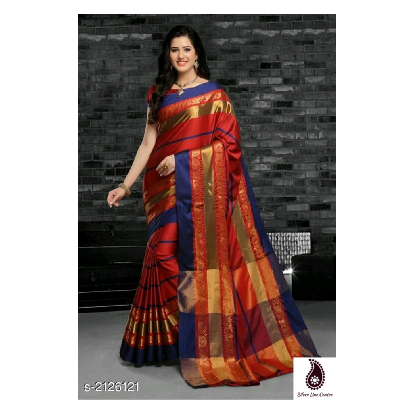 Womens Attractive Striped Cotton Silk Saree