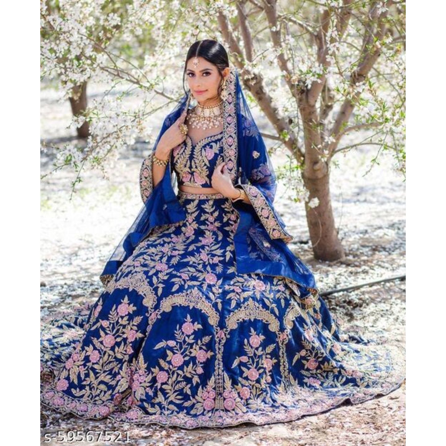 New Velvet Taffeta Silk Heavy sequence embroidery work Designer Lehenga