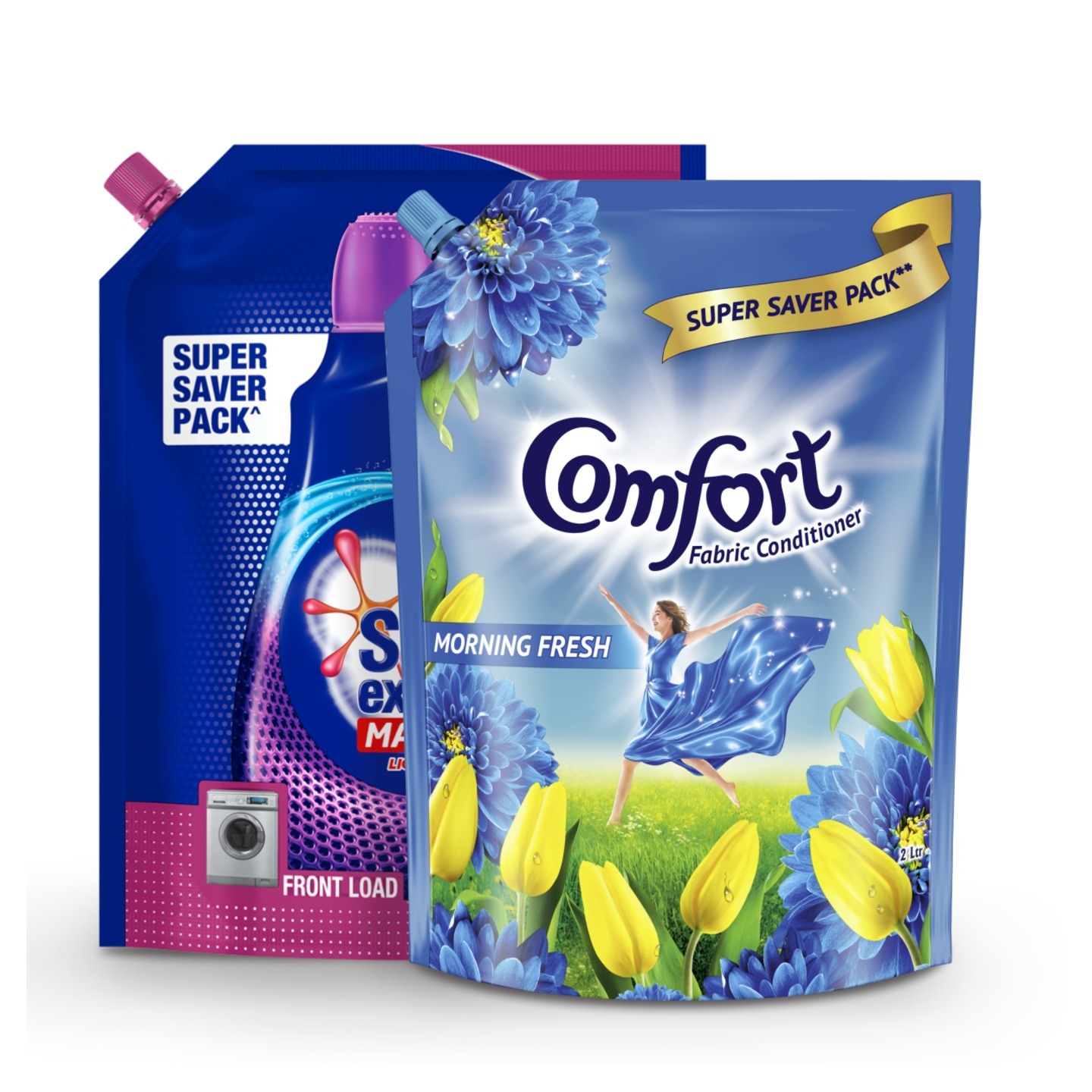 Surf Excel Matic Liquid Pouch Front Load + Comfort Fab Conditioner Morning Fresh 2L