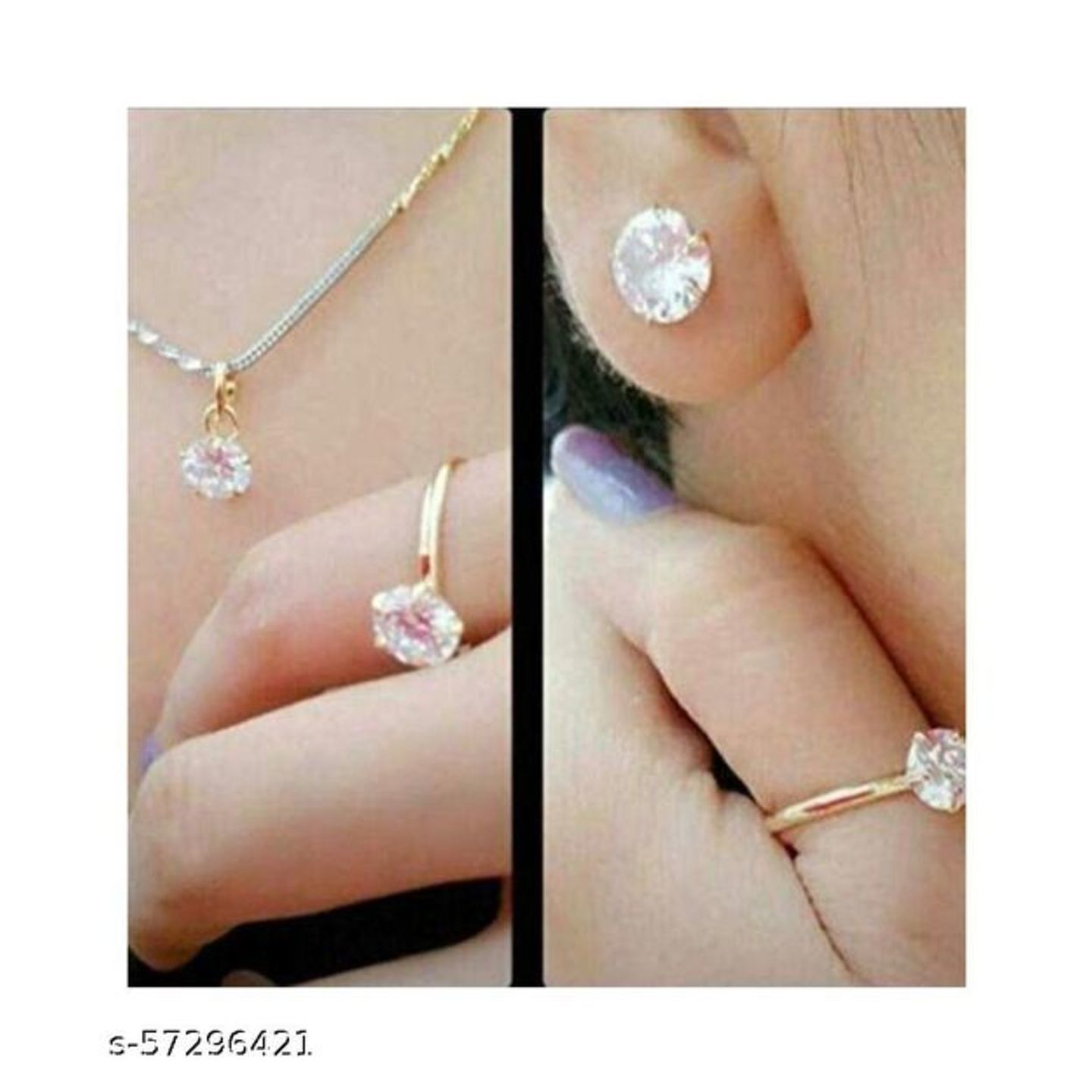 Short Mangalsutra Designs Gold Plated Latest Traditional Gold Plated American Diamond Studded Classic Mangalsutra with Earrings for Women