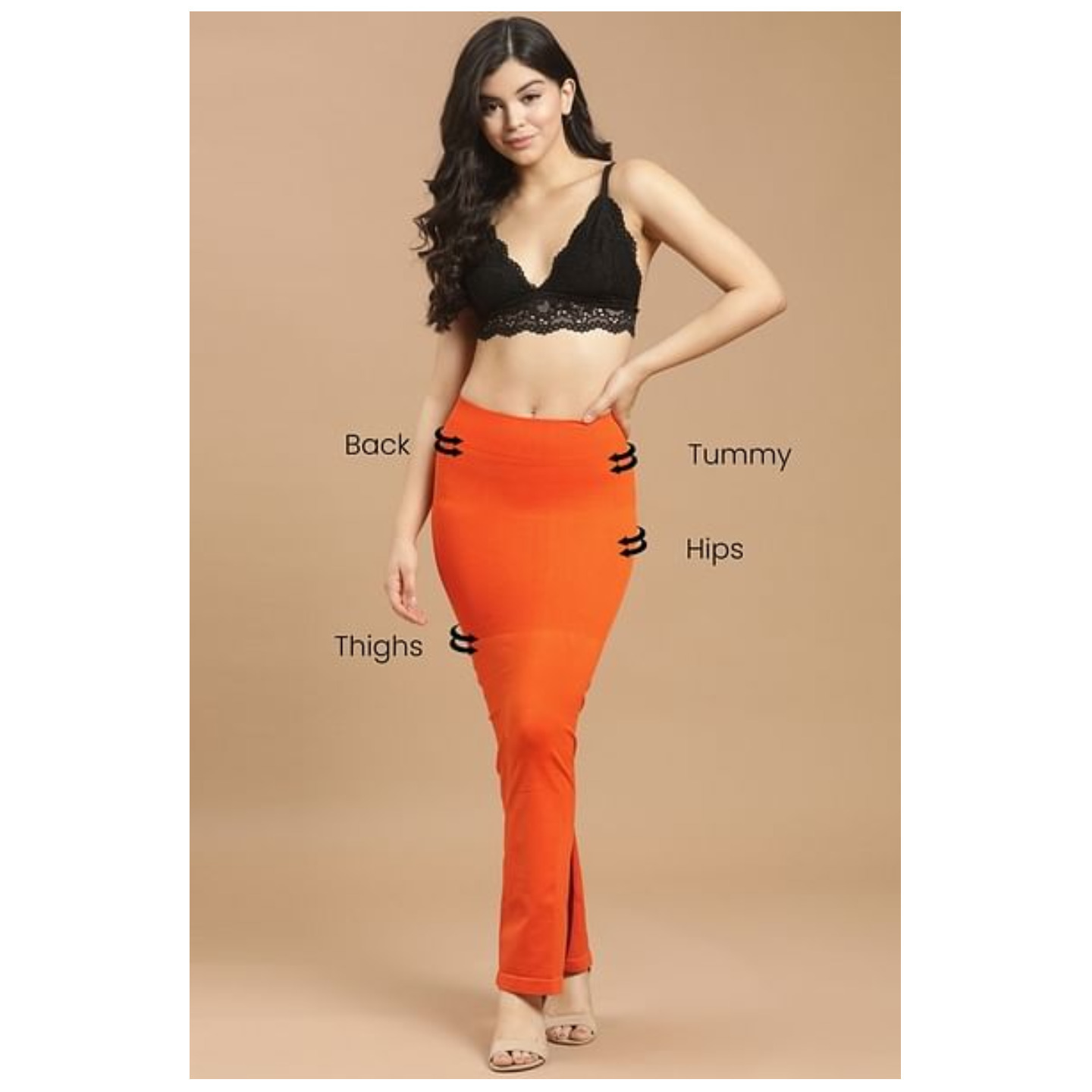 Saree Shapewear with Side Slit In Orange