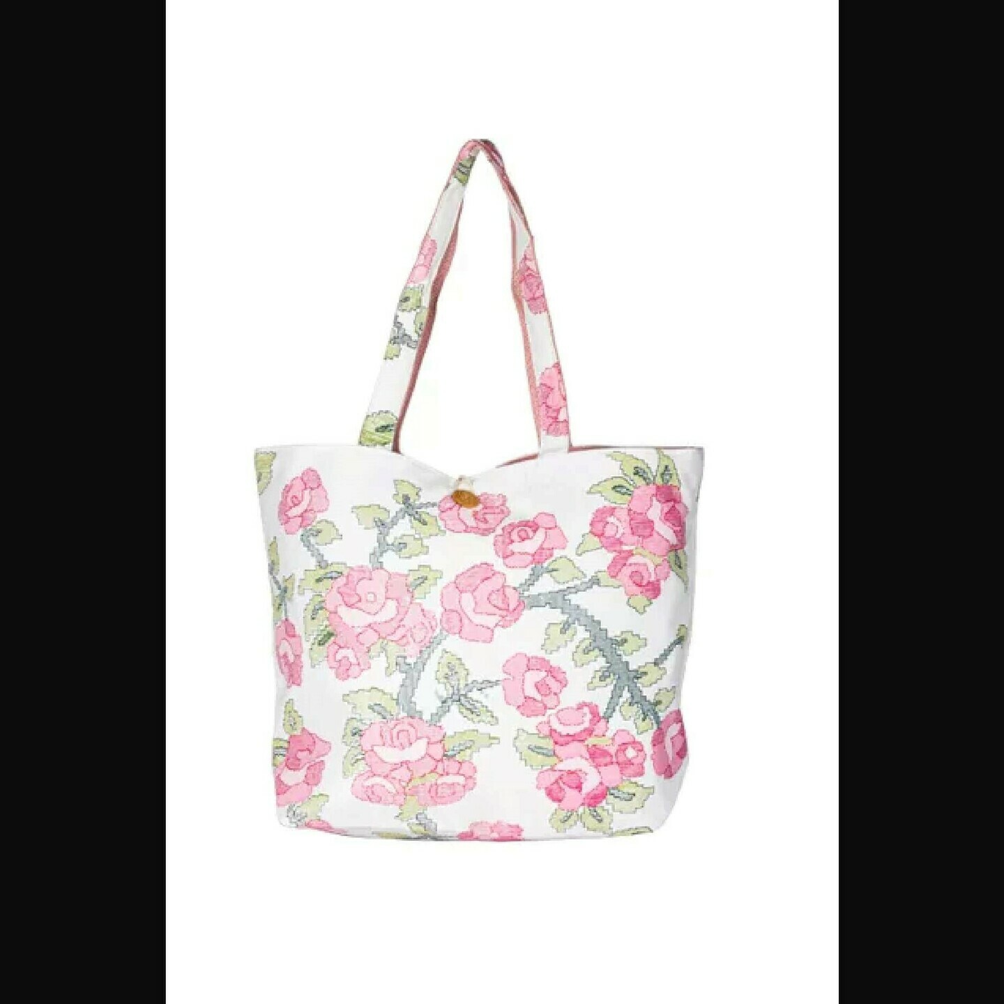 Handcrafted Jute-Canvas Bag with Jamdani-styled Floral Prints