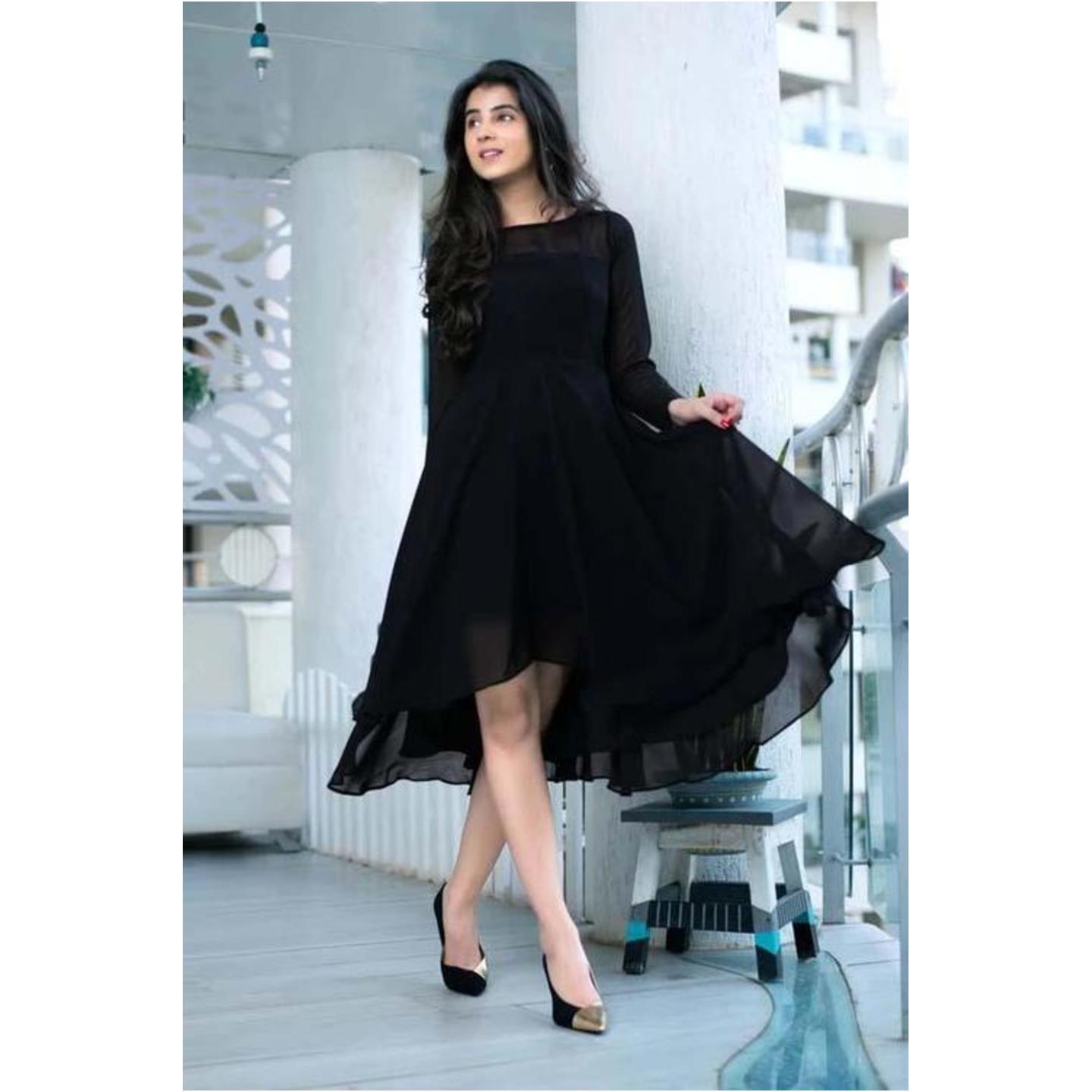 Women's Black Georgette Dress