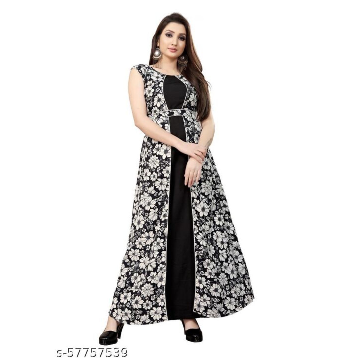 Digital Micro Print Gown Party Wear