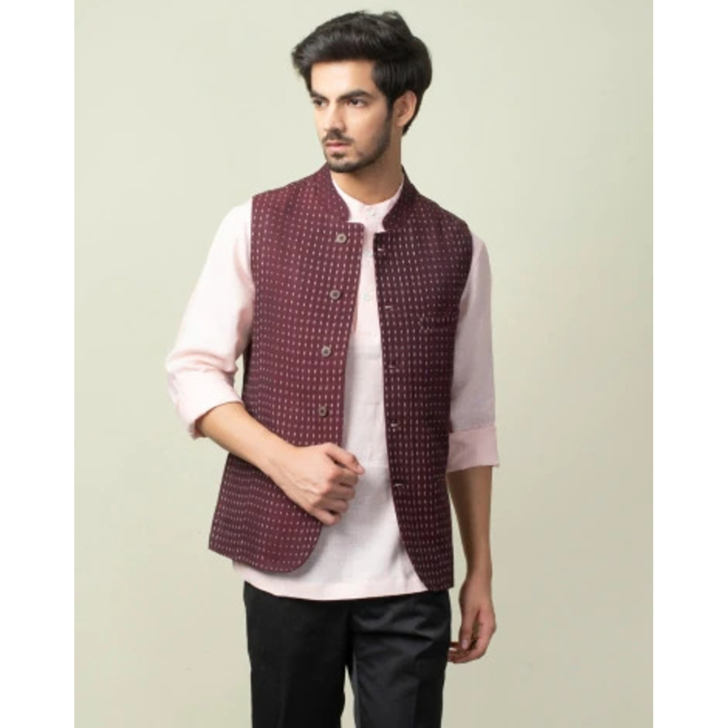 Cotton Ikat Short Nehru Jacket