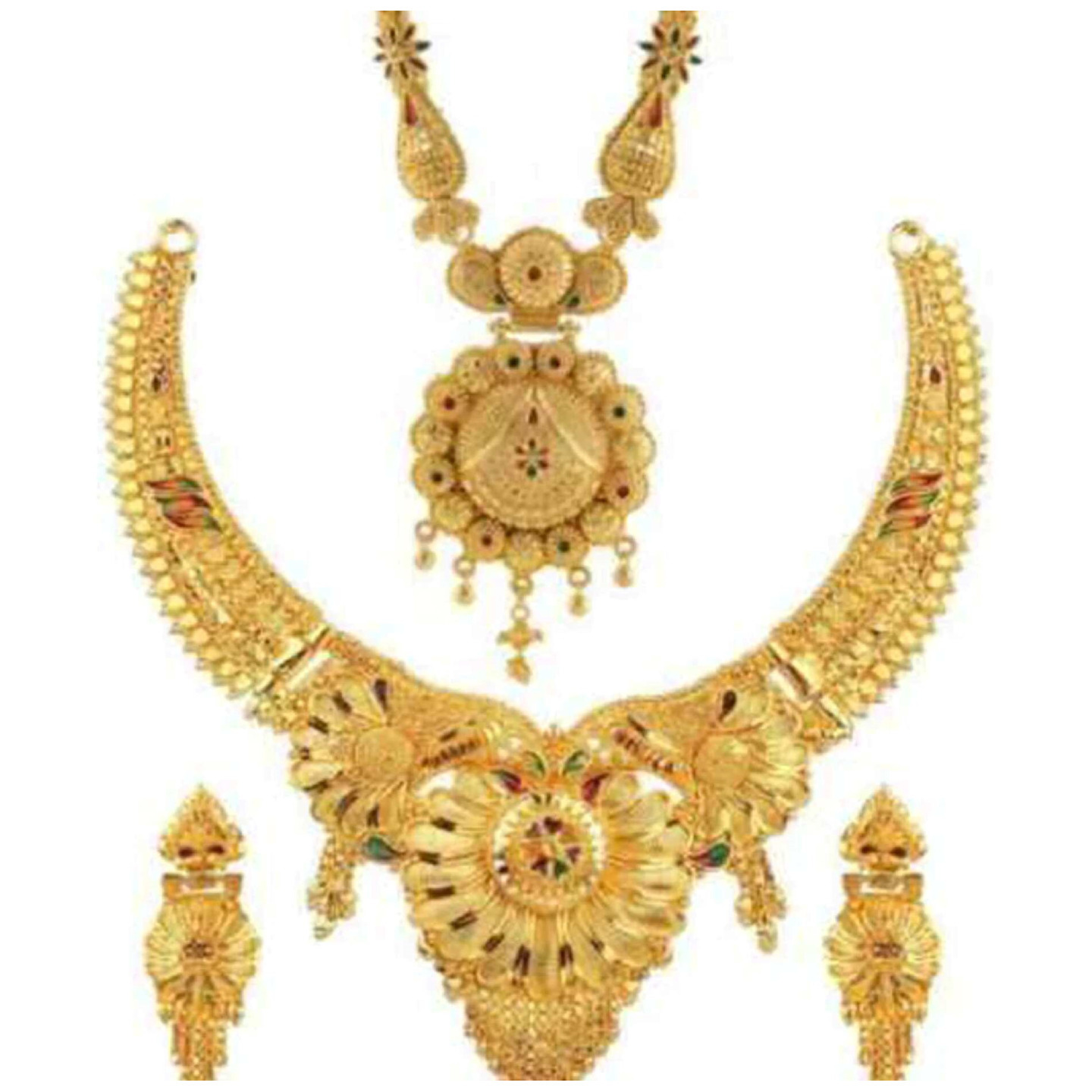 Gold Plated Short and Long Alloy Jewellery Combo Set