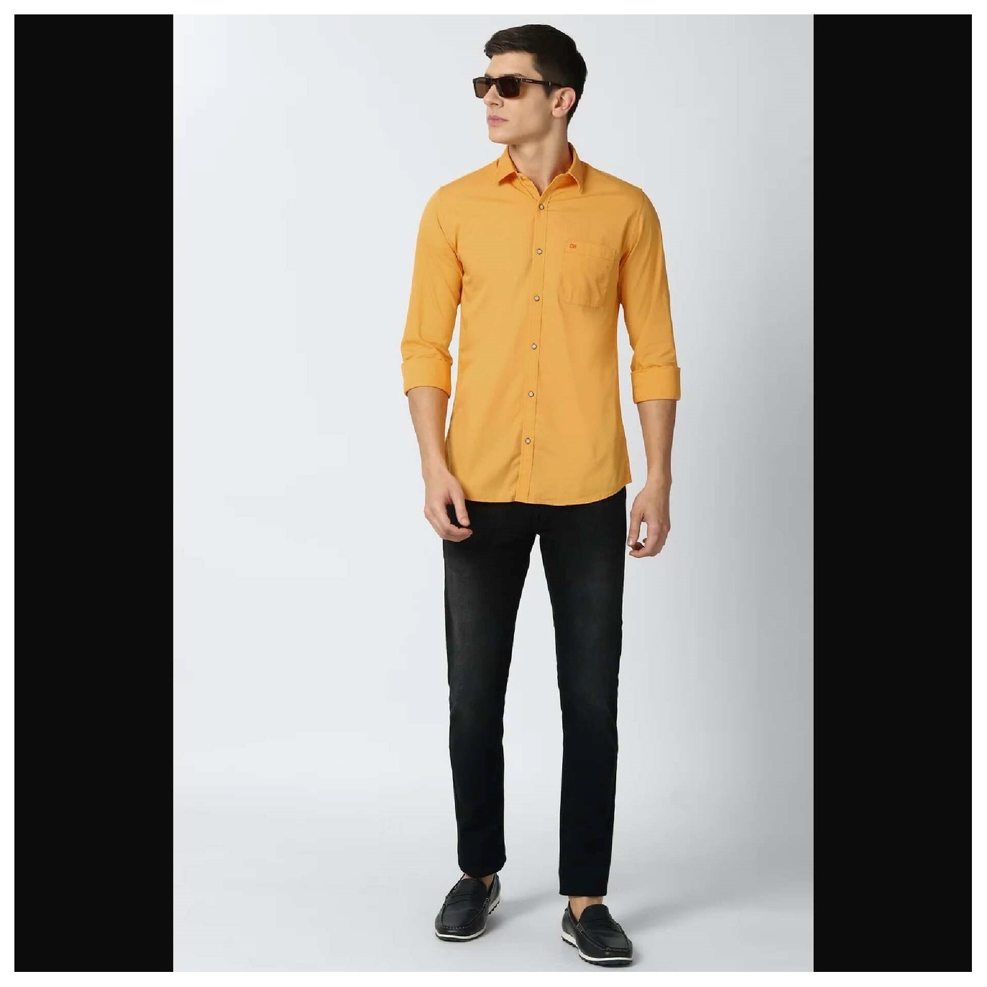 Peter England Mens Orange Slim Fit Casual Shirts
