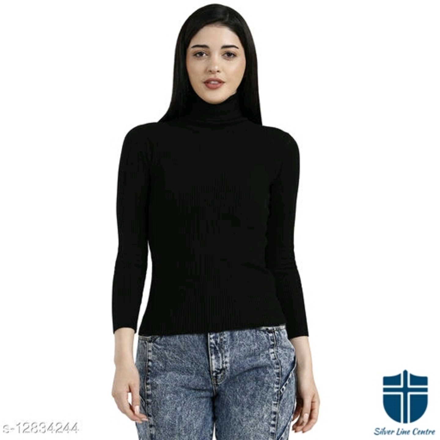 lki Chic Stylish Ravishing Sweater Ribbed Knit Roll Neck