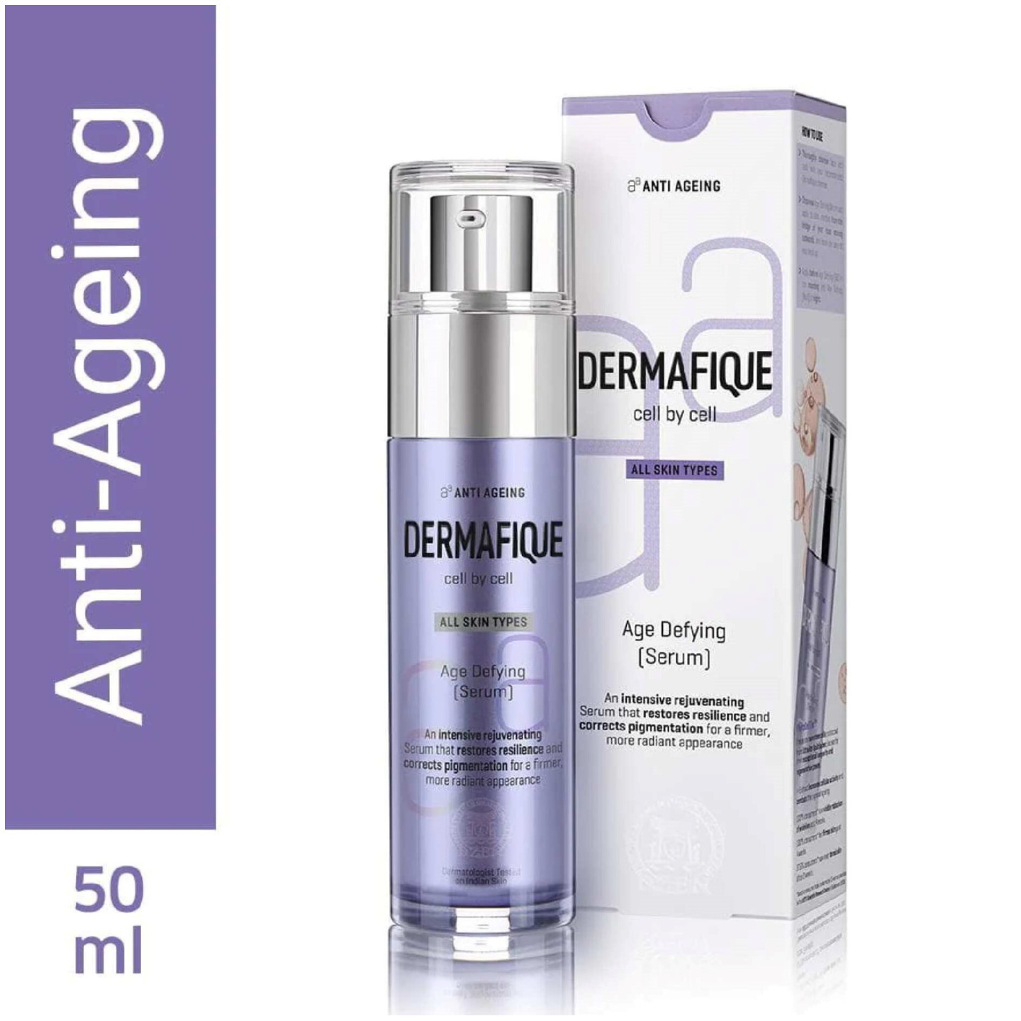 DERMAFIQUE Dermafique Age Defying Face Serum for All Skin Types, Dermatologist Tested, Anti-ageing Serum 50 ml