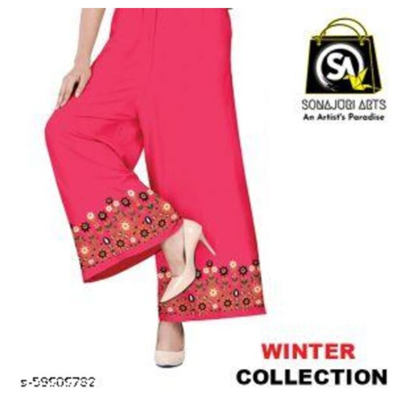 WPM03 – Vibrant Red Palazzo - Sonajuri Arts