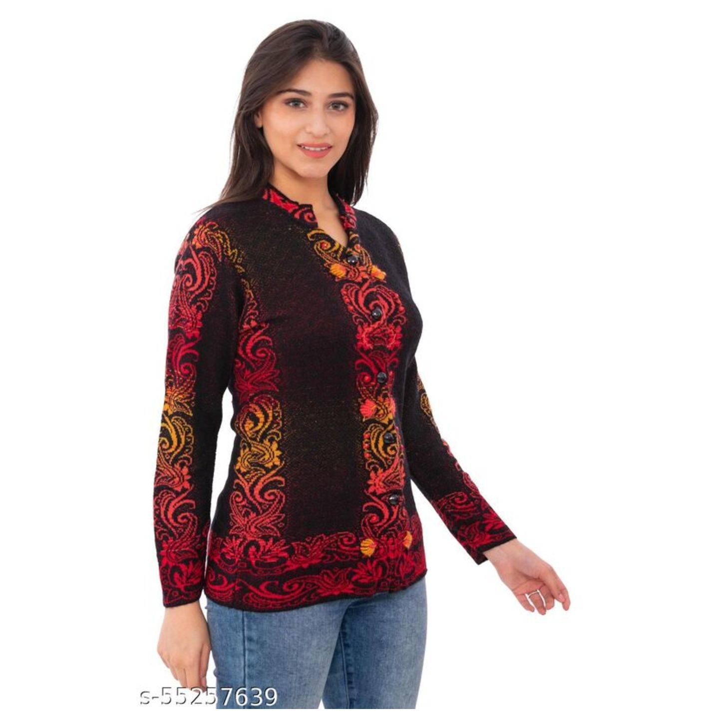 Loglo Winter Wear Casual Embroidered Cardigans For Womens