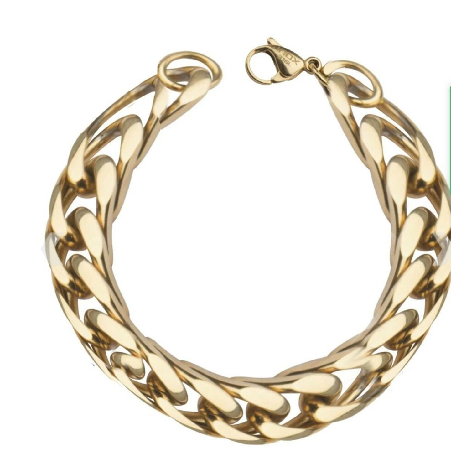 Mens Gold Stainless Steel Fancy Curb Chain Bracelet