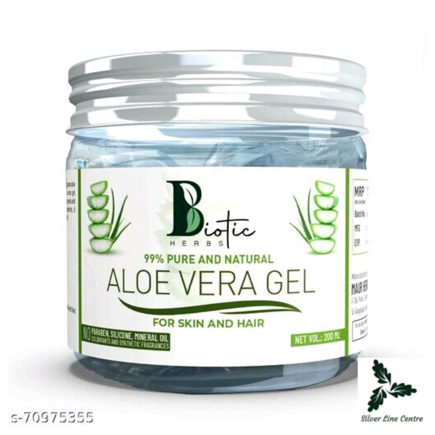 Biotic Herbs 99% Pure & Organic Aloe Vera Gel for Skin and Hair Size- 200 ml,