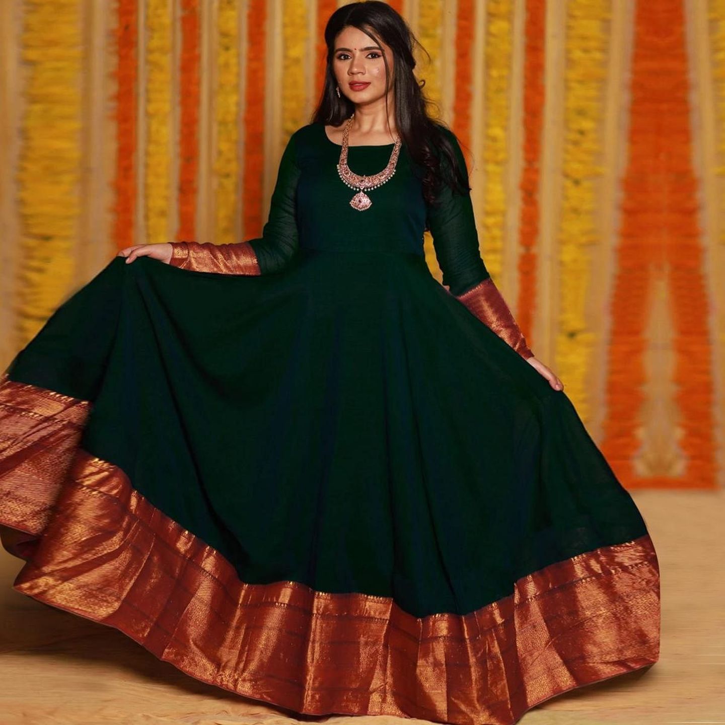 Colored Party Wear Woven Georgette Gown