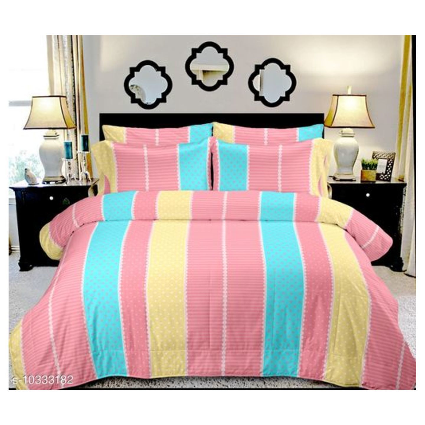 Jinaya's 200 TC Cotton Double Printed Bedsheet 90"x100" With pillow Covers