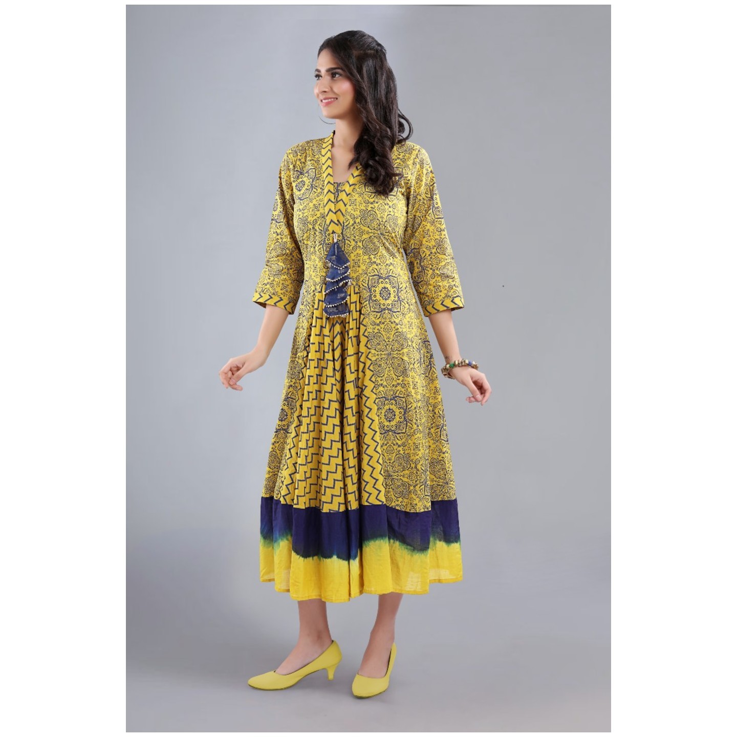 Mughal Print Mustard Kurta