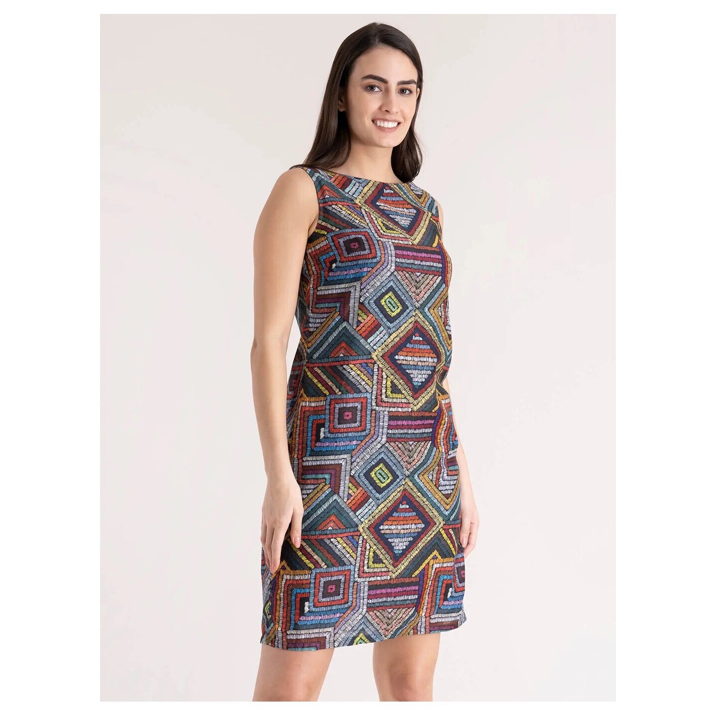 Geometric Print Dress - Multicoloured 