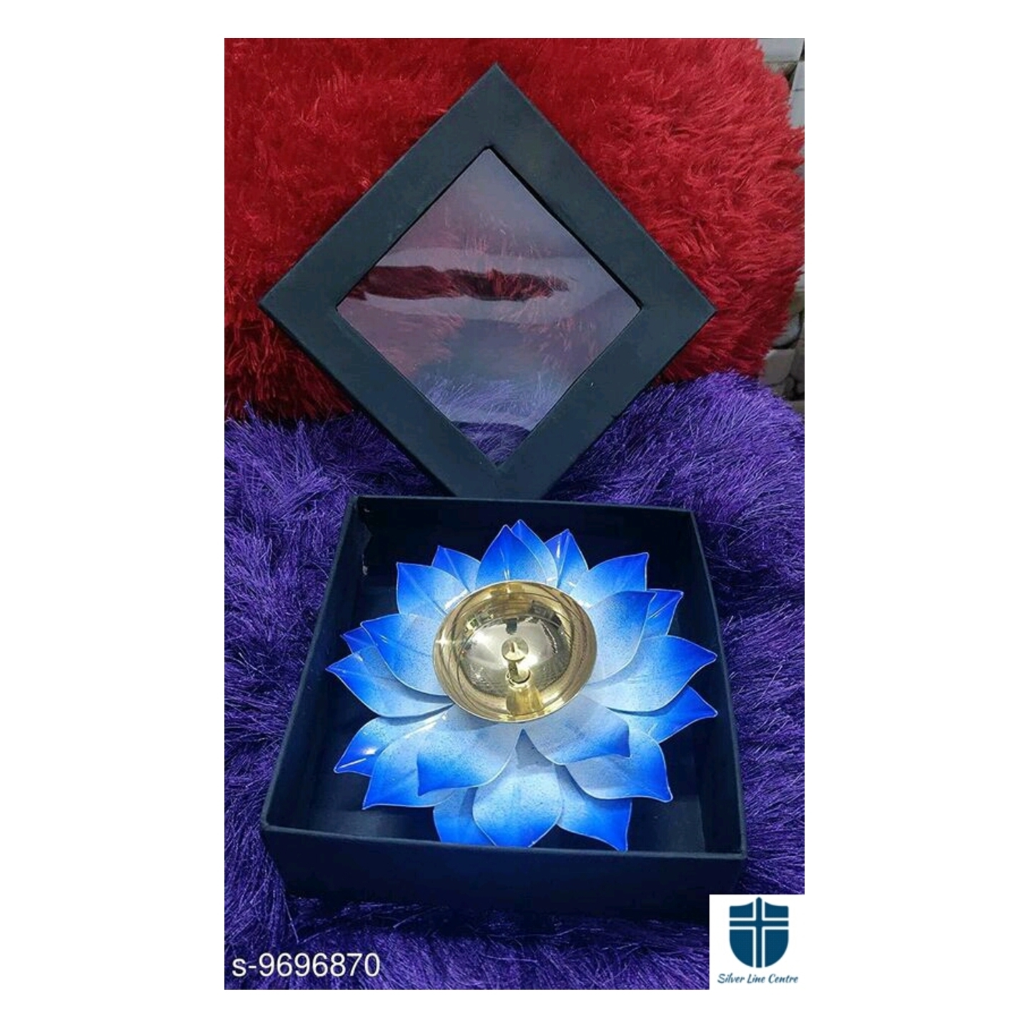 Lotus Shape Diya Home Decor for Diwali Festive Blue