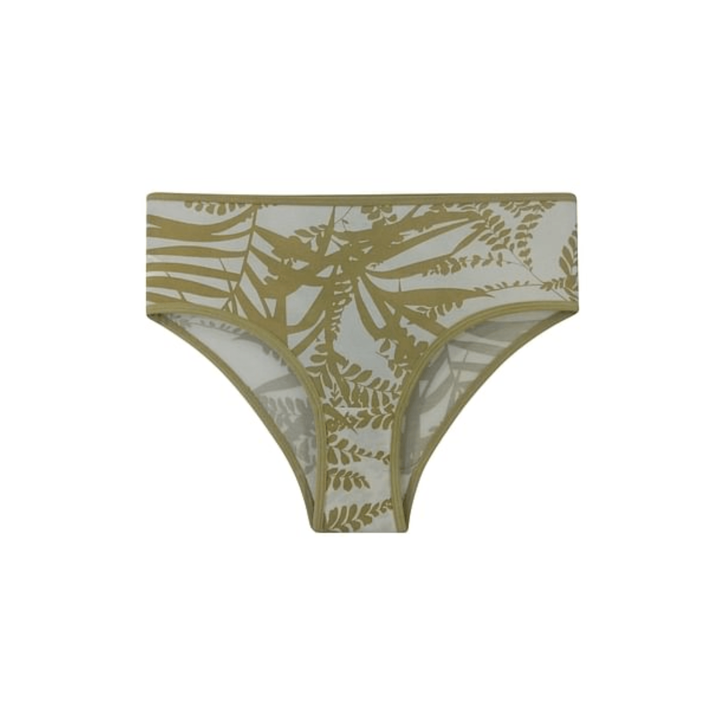 Mid Waist Leaf Print Hipster Panty in White